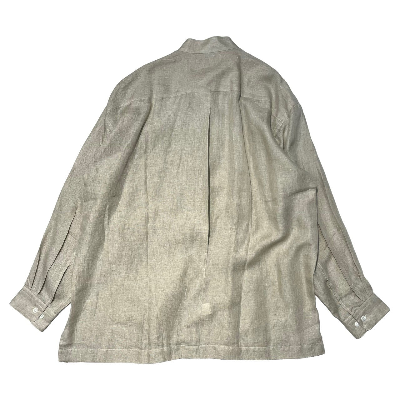 MIYAKE DESIGN STUDIO(ミヤケデザインスタジオ) 80’s ~ 90’s band collar rayon shirt バンドカラー レーヨン シャツ ハミルトン社製 IMMT MP3116-11 M ベージュ デッドストック イッセイミヤケ