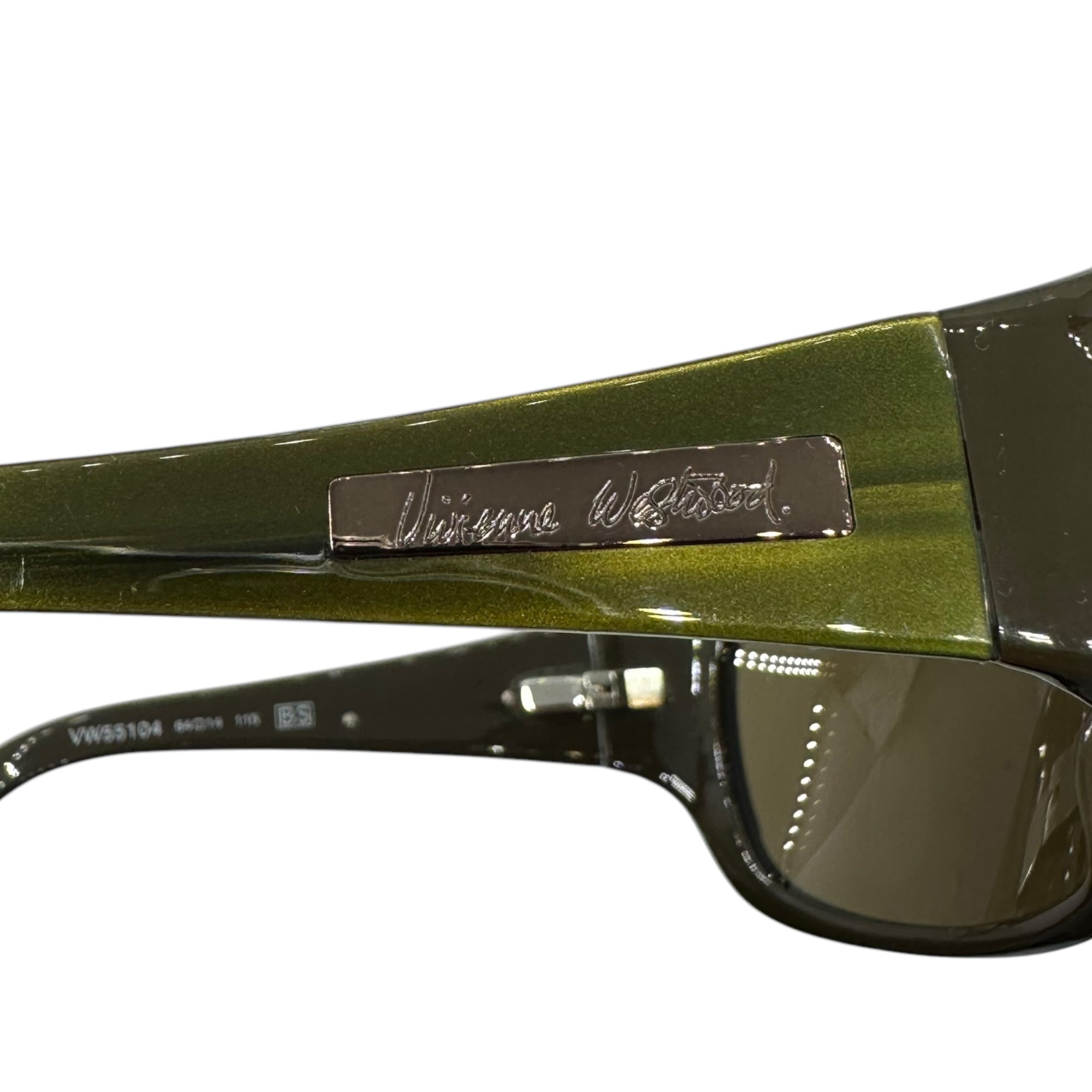 Vivienne Westwood(ヴィヴィアンウエストウッド) iridescent color metal parts smoke sunglasses 玉虫色 メタル パーツ サングラス VW55104 64□14-115 オリーブ ロゴ