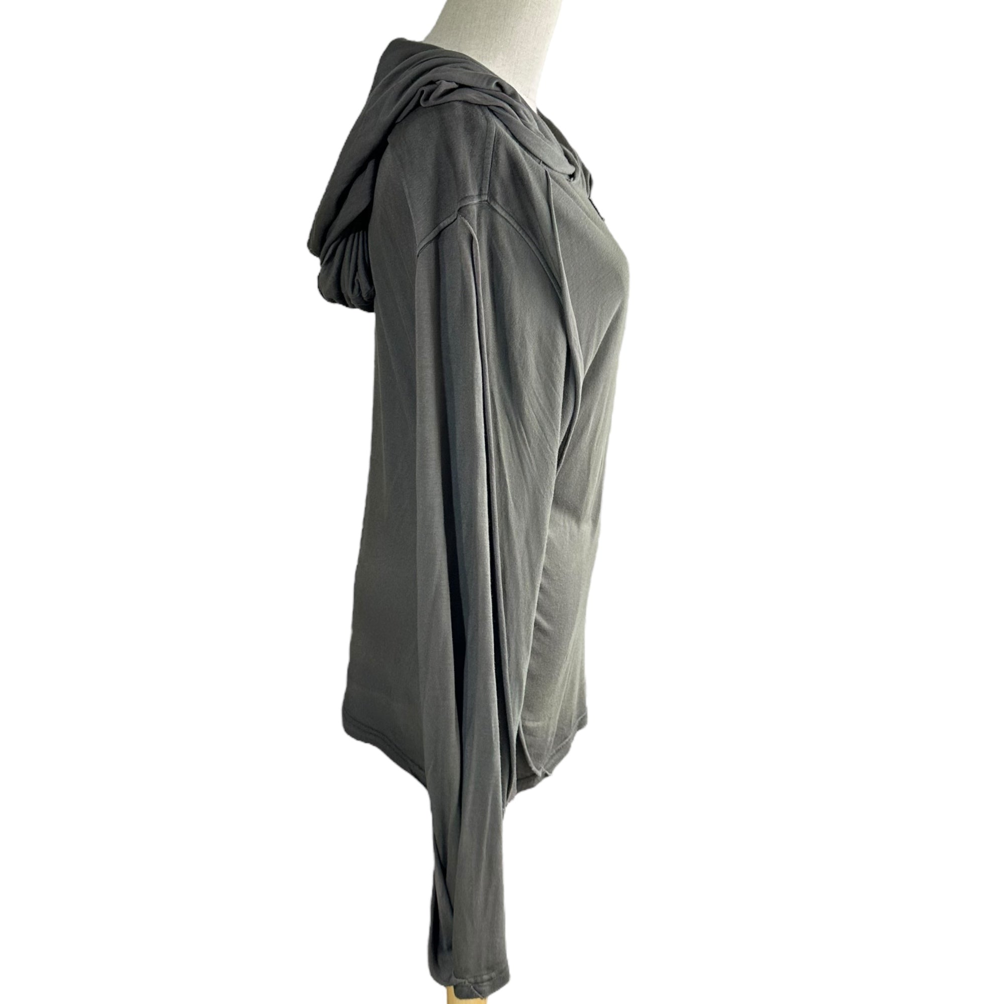 DIESEL(ディーゼル) 24AW T-AGO Destroyed hooded top in layered jersey デストロイ パーカー M グレー カットーソー 薄手