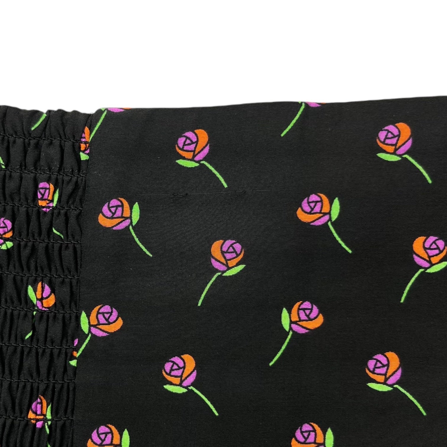 PRADA(プラダ) 17SS Rose print gathered flare skirt 薔薇プリント ギャザー フレア スカート P159NR 36(S程度) ブラック×ピンク