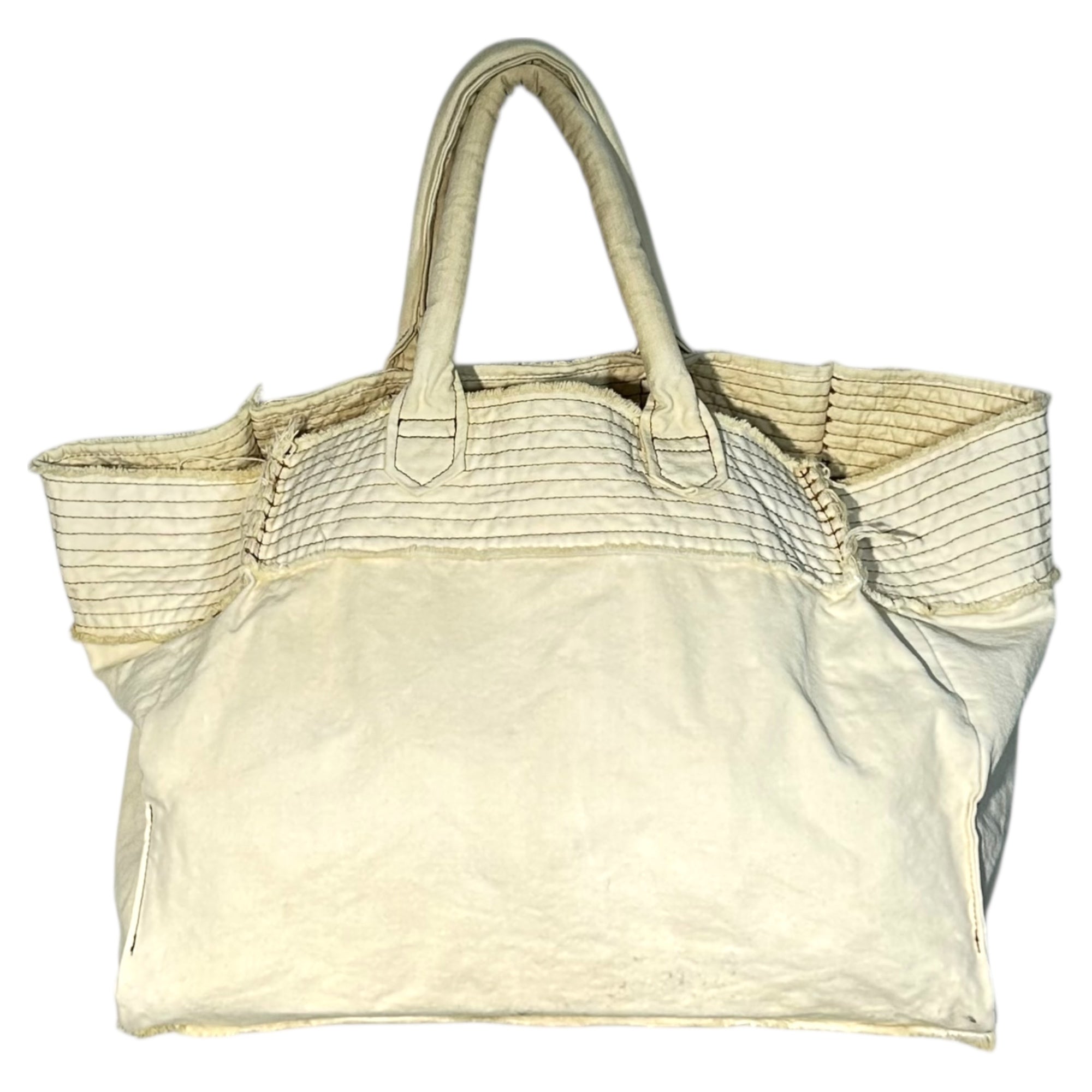 tricot COMME des GARCONS(トリココムデギャルソン) 05SS Brown Stitch Canvas Hand Tote Bag ブラウンステッチ キャンバス ハンド トートバッグ TO-K205 アイボリー×ブラウン