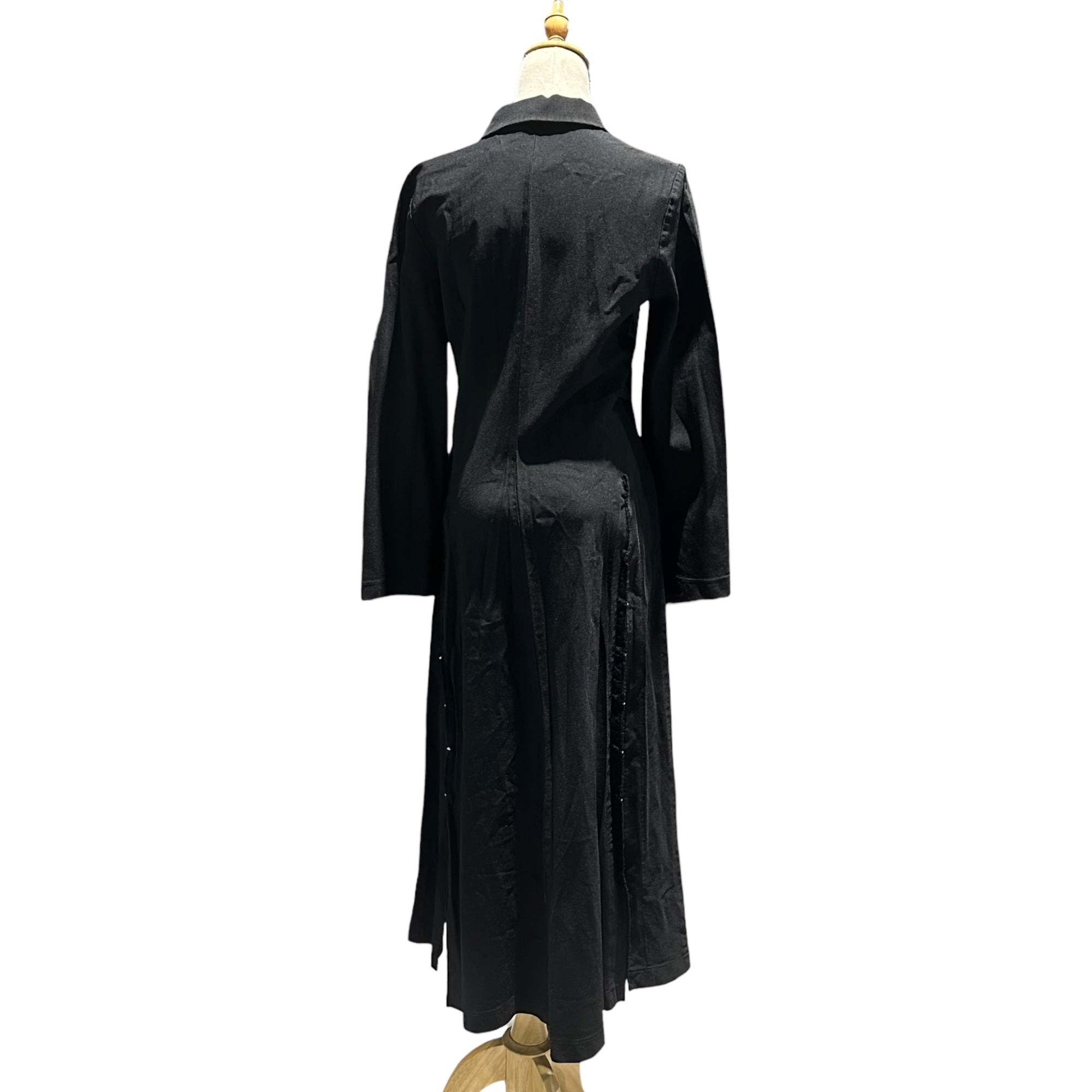COMME des GARCONS COMME des GARCONS(コムデギャルソンコムデギャルソン) 20SS Product-dyed polyester felted side slit & hook button long shirt dress 製品染め ポリエステル 縮絨 サイド スリット & フックボタン ロング シャツ ワンピース RE-O015 M ブラック AD2019