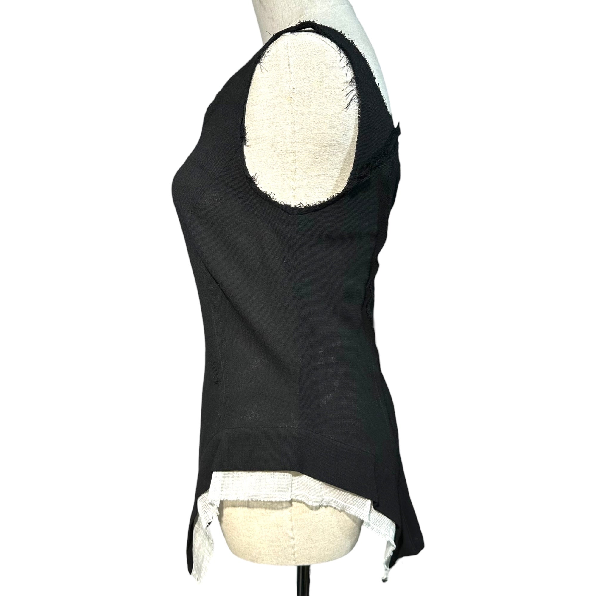 YOHJI YAMAMOTO(ヨウジヤマモト) Back zip sleeveless design cut and sew バックジップ ノースリーブ デザイン カットソー FG-B05-813 2(M程度) ブラック×ホワイト