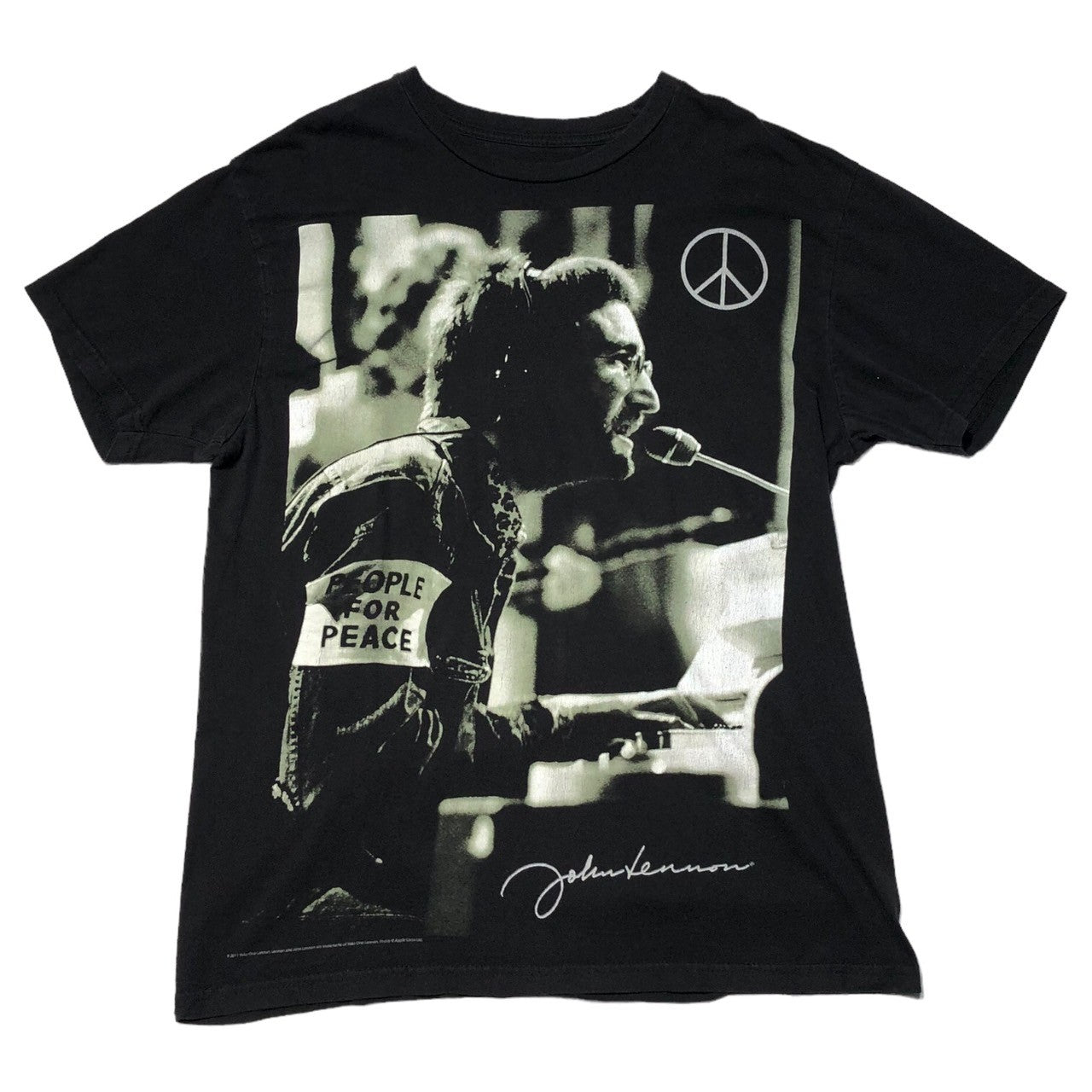 Hanes(ヘインズ) 2011's "john Lennon" band T-shirt ヴィンテージ バンド Tシャツ M ブラック ©2011 apple corps ltd公式 ジョンレノン オノヨーコ ビートルズ(The Beatles)