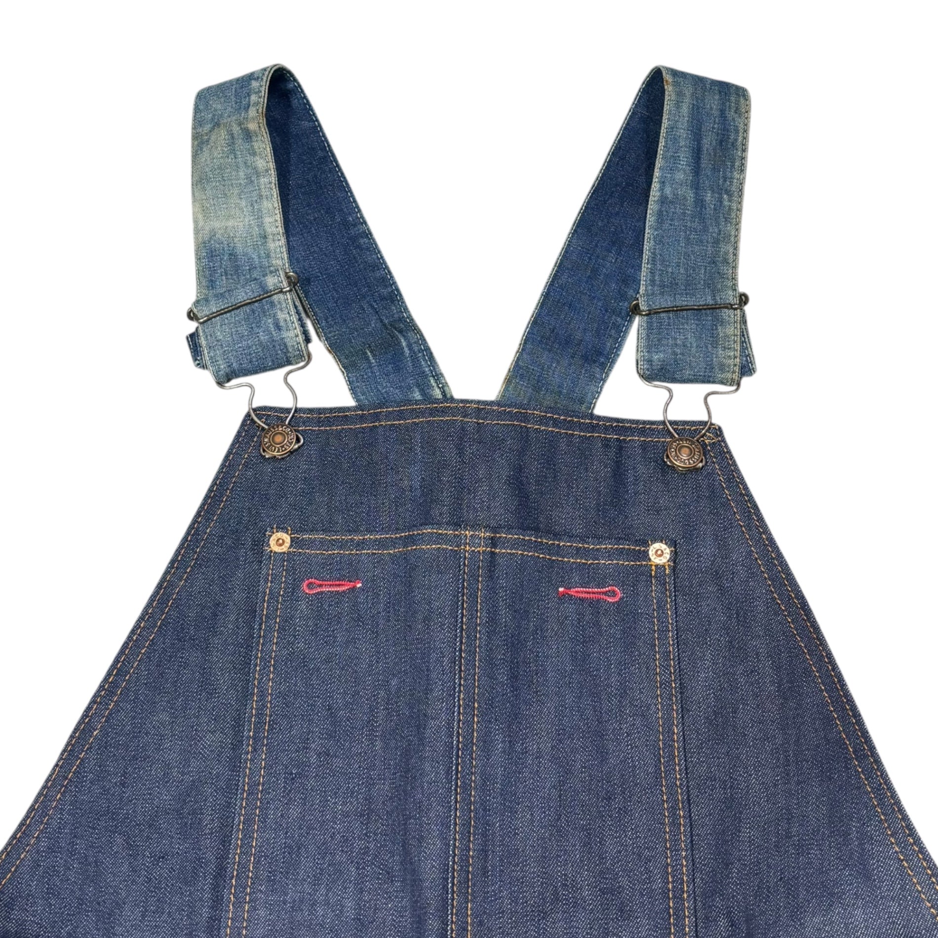 Levi's(リーバイス) 90's USA made Orange Tab Denim overall オレンジタブ デニム オーバーオール 22538-9509 M 38-33 インディゴ 42 TALON USA製 ワイド デッドストック ヴィンテージ 90年代 1995年製
