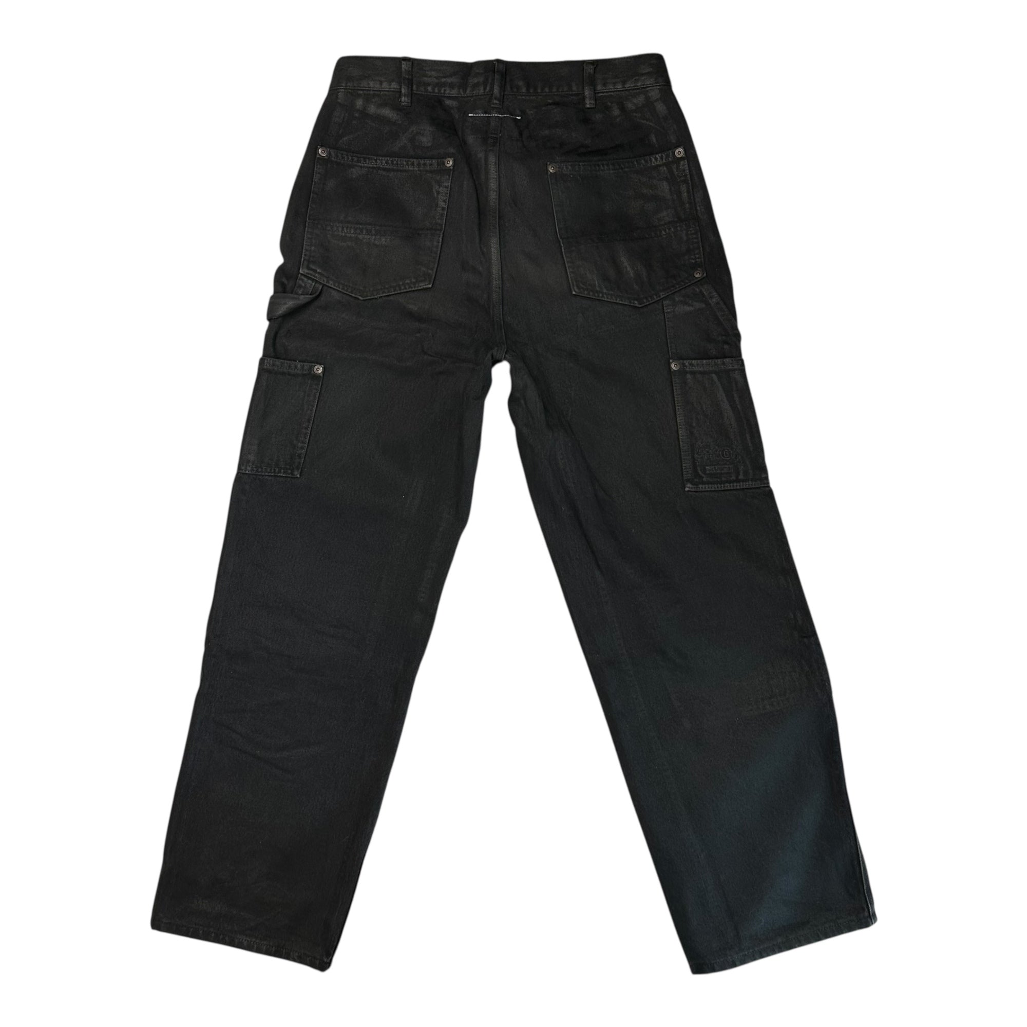 SUPREME×MM6 Maison Margiela(シュプリーム×エムエムシックス) 24SS Foil Double Knee Painter Pant フォイル ダブルニー ペインター パンツ 30 ブラック ペンキ加工 ワイド デニム コラボ
