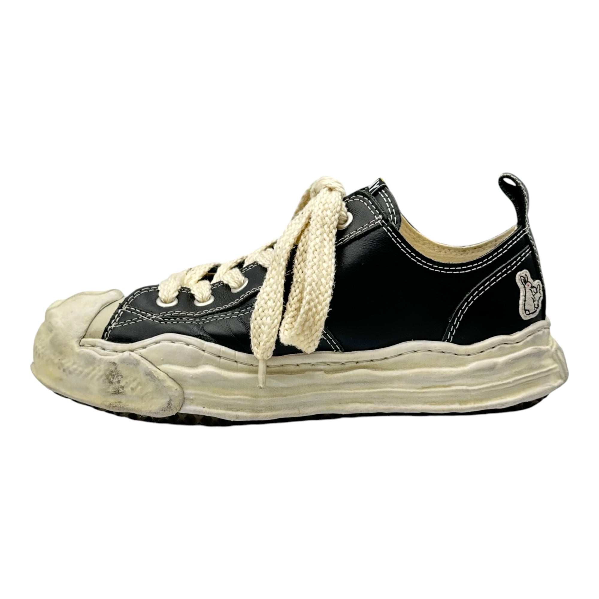 FR2 × atmos × Maison MIHARA YASUHIRO(エフアールツー × アトモス × メゾンミハラヤスヒロ) HANK “Black” Leather Low-Top Sneakers ハンク レザー ローカット スニーカー C07FW704 43(27.5cm程度) ブラック×ホワイト コラボレーションモデル