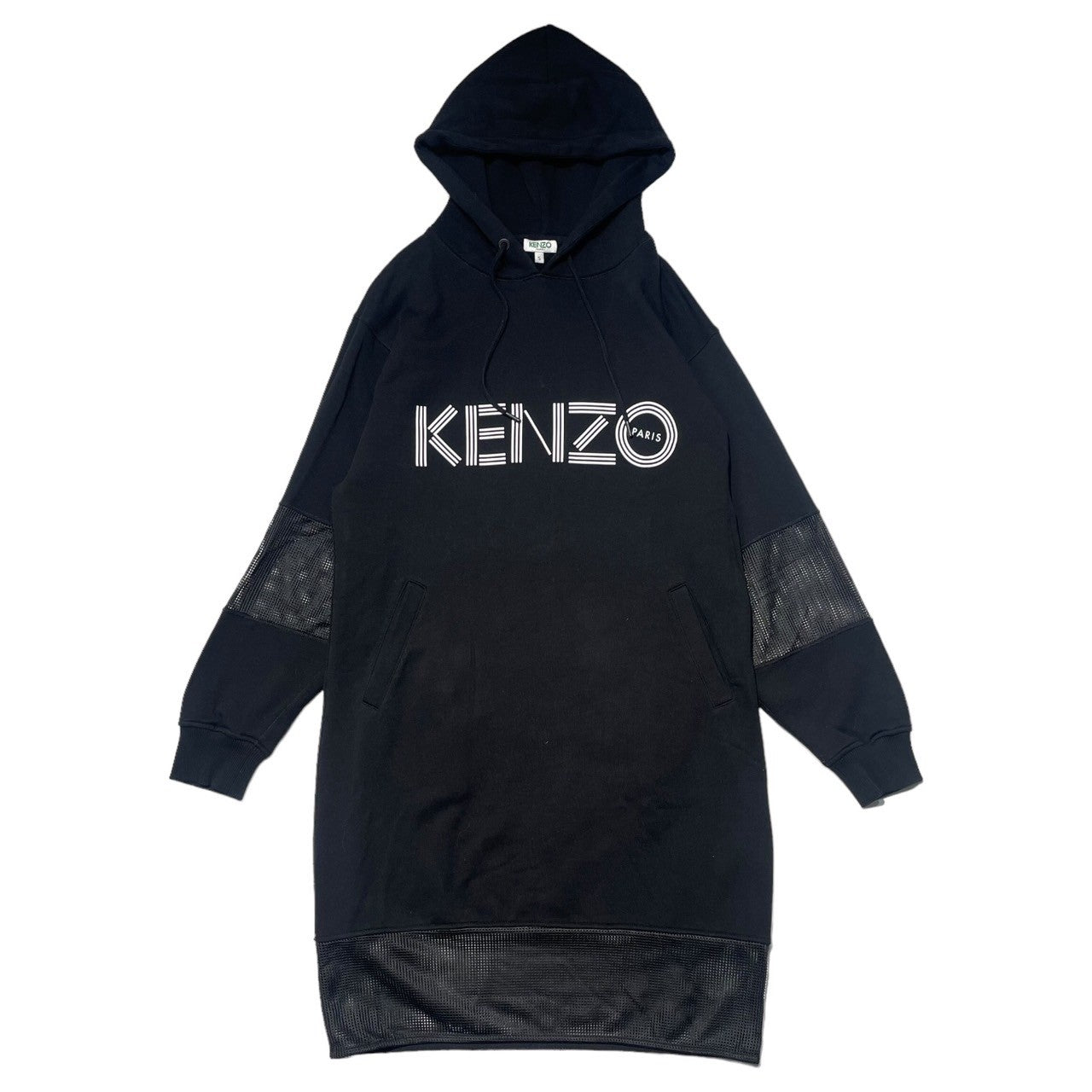 KENZO(ケンゾー) lace sleeve pullover hoodie レーススリーブ プルオーバー パーカー ブラック ワンピース