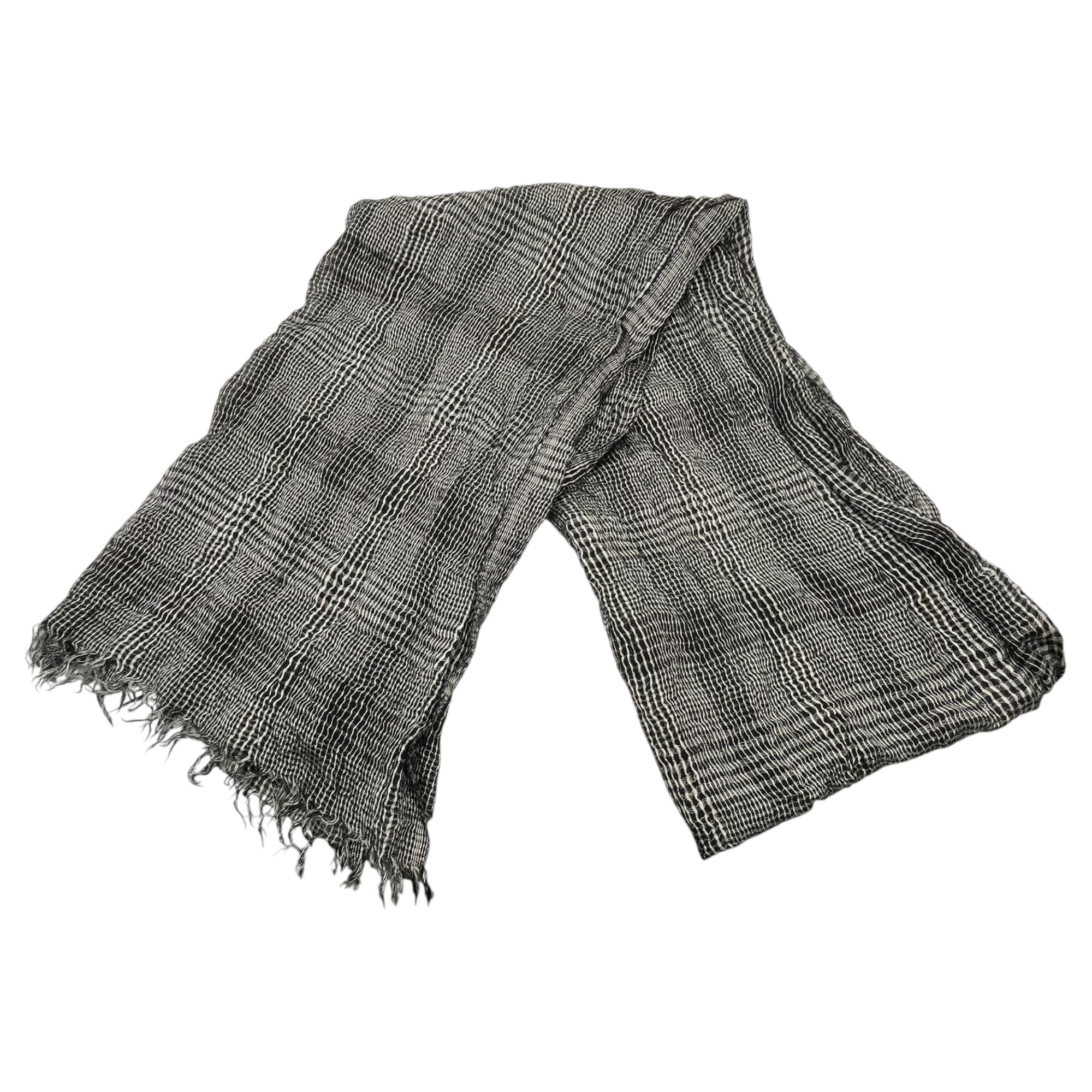 Faliero Sarti(ファリエロ・サルティ) ウールシルクグレンチェックストール ブラック×ホワイト