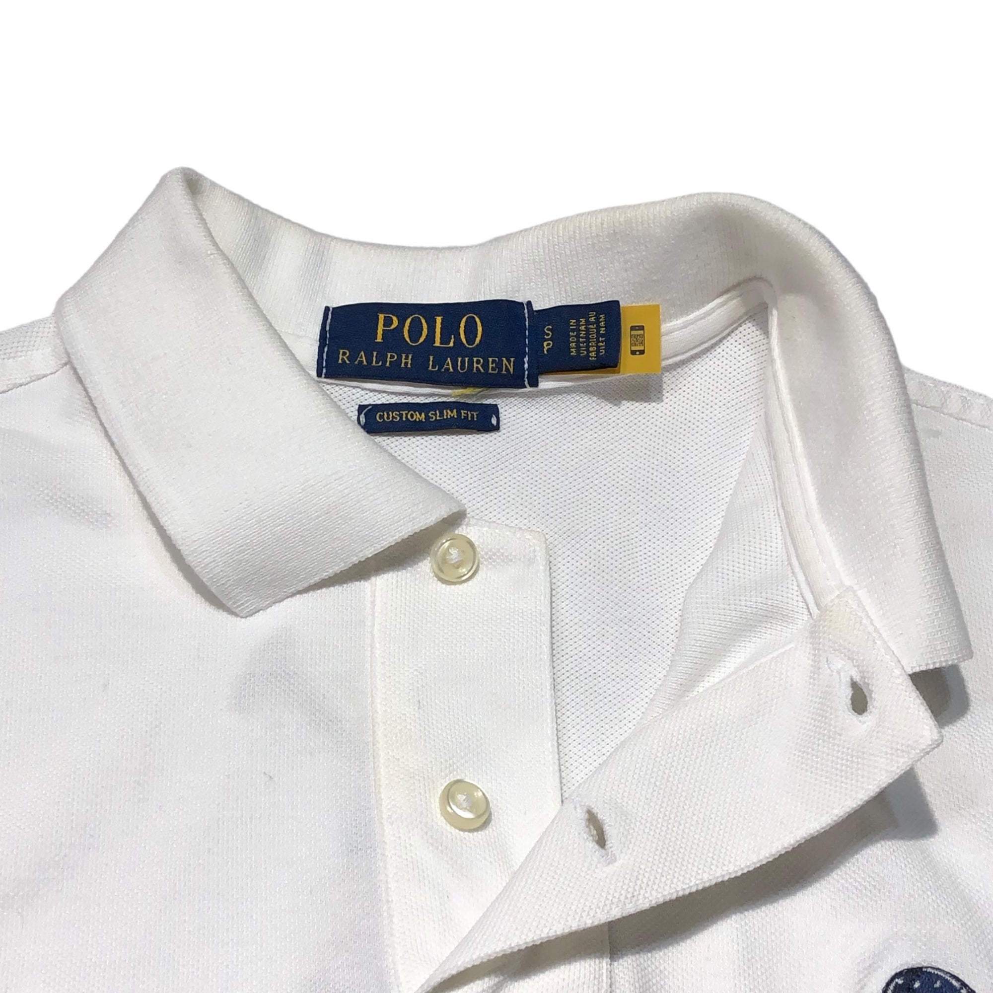 POLO RALPH LAUREN(ポロラルフローレン) polo bear logo embroidery polo shirt ポロ ベア ロゴ 刺繍 半袖 ポロシャツ S ホワイト