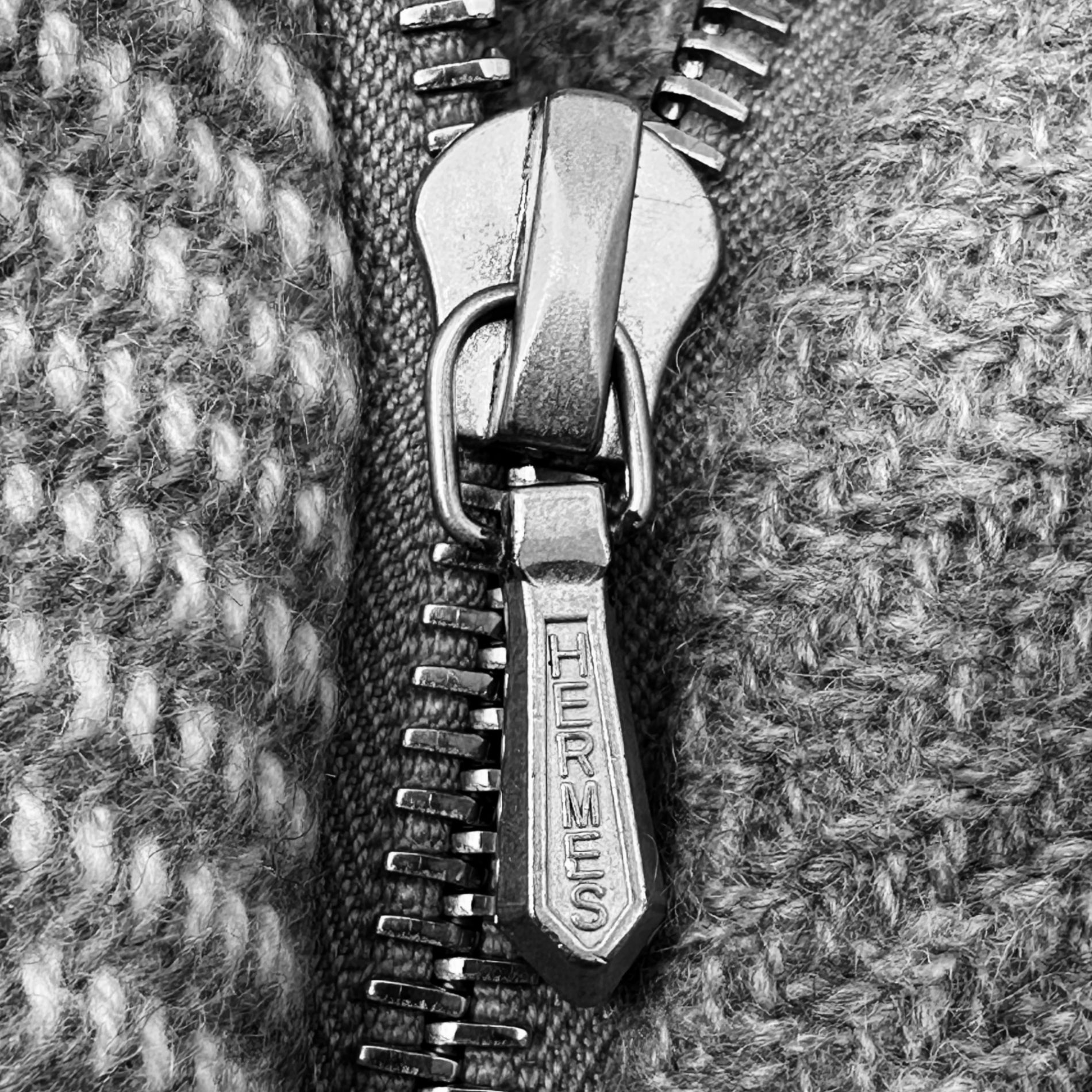 HERMES(エルメス) By Margiela 100% cashmere tweed stand collar jacket マルジェラ期 カシミア ツイード スタンドカラー ジャケット 38(M程度) ベージュ レザー ストラップ エルメスジャポンタグ ブルゾン