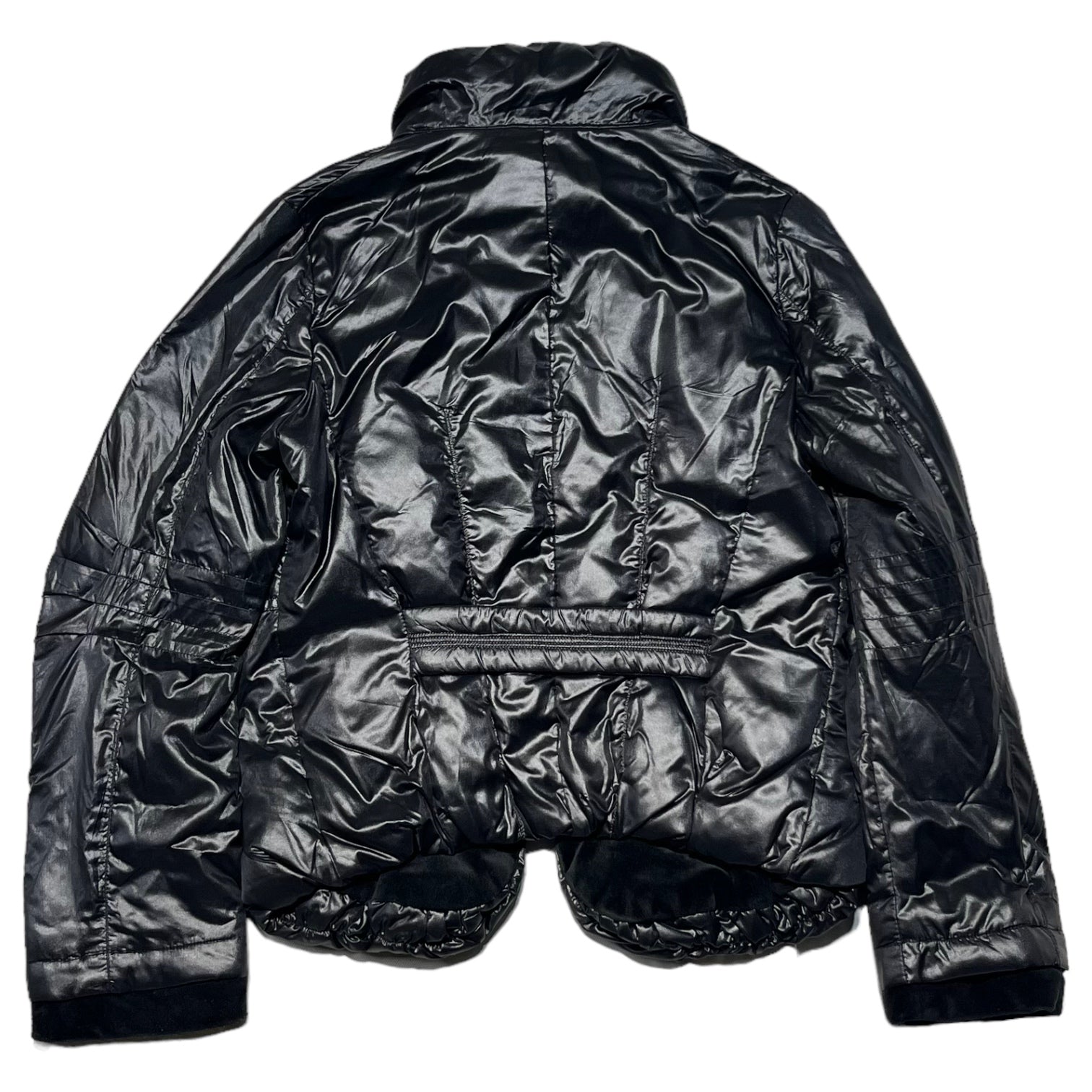 MARITHE FRANCOIS GIRBAUD(マリテフランソワジルボー) 00's velor padded jacket ベロア 切替 中綿 ジャケット ダウン F7-7086 M ブラック Y2K