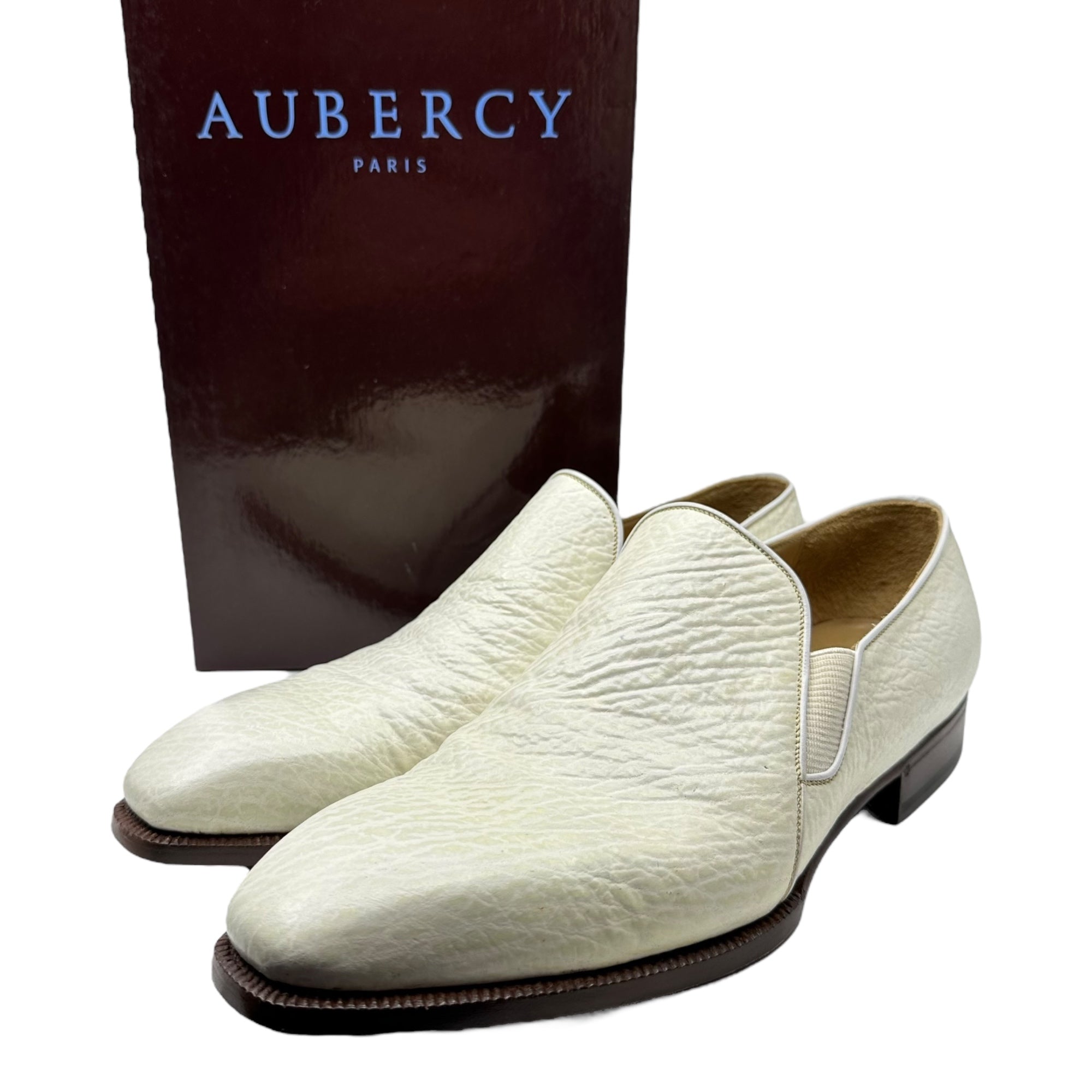 AUBERCY(オーベルシー) Shark Skin Vamp Leather Shoes シャーク スキン バンプ レザー シューズ 8(28cm程度) ホワイト 鮫皮 箱付