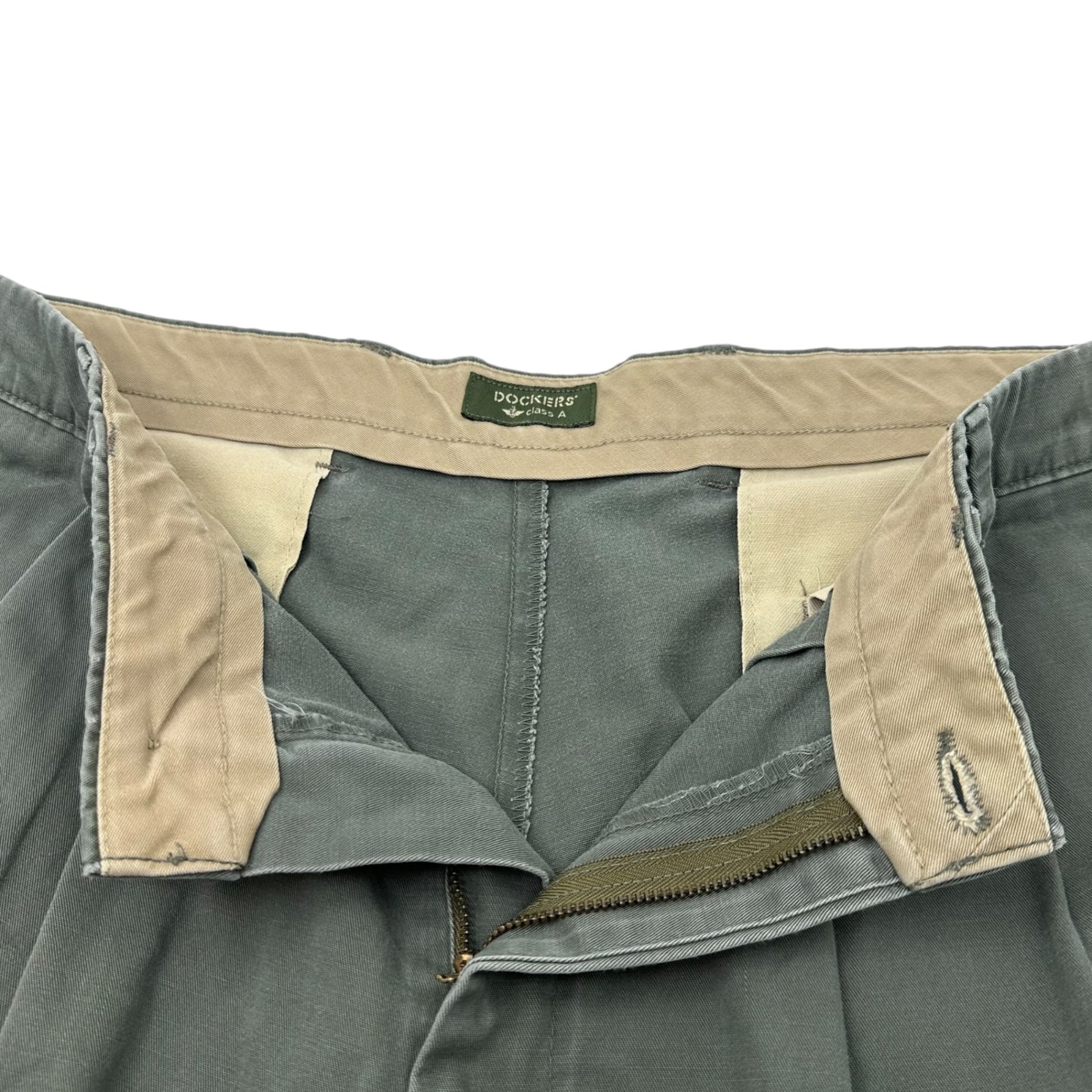 DOCKERS(ドッカーズ) 80's Vintage 2-Tuck Tapered Chino Trousers ヴィンテージ 2タック テーパード チノ トラウザー XL スカイブルー 80年代 Levi’s チノパンライン 古着 フェード ボロ パンツ ワーク