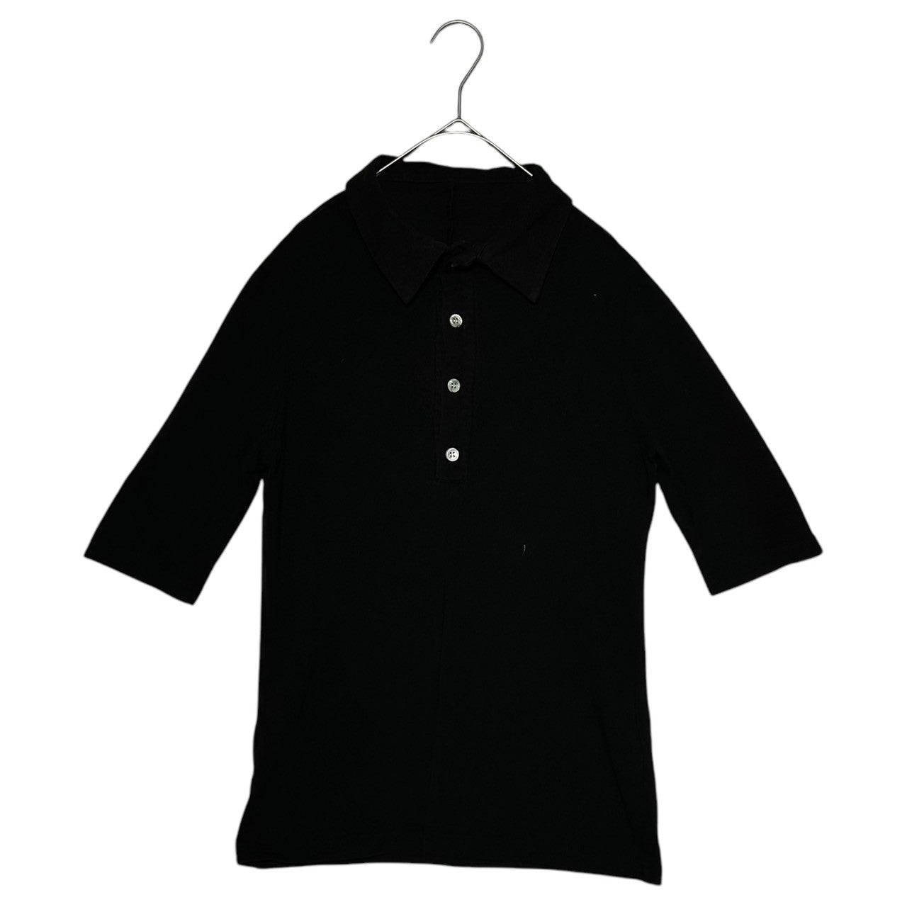 YOHJI YAMAMOTO(ヨウジヤマモト) Old Cotton Linen 4 Button Polo Shirt オールド コットン リネン 4ボタン ポロシャツ 3(M~L程度) ブラック