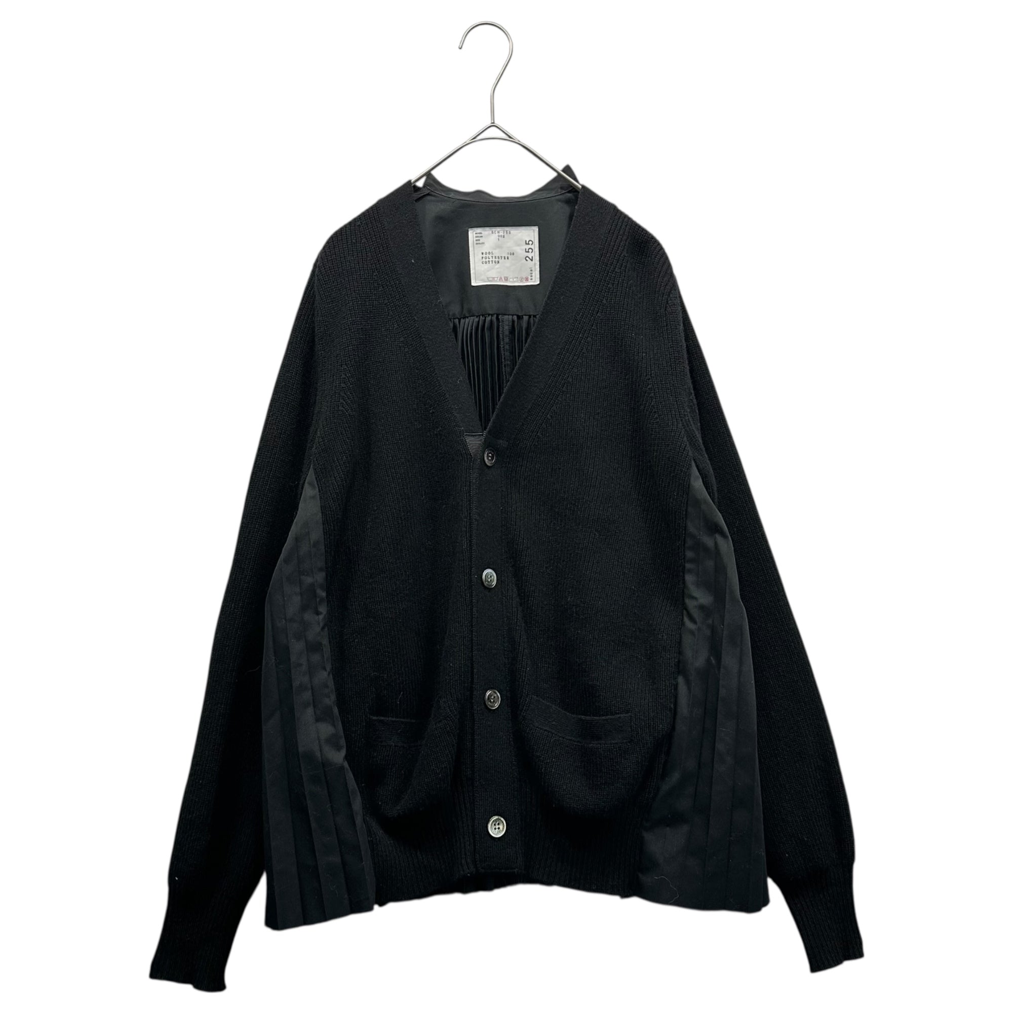 sacai(サカイ) 24AW Cotton Pleated Stripe Poplin Cardigan コットン プリーツ ストライプ ポプリン カーディガン SCW-255 1(S程度) ブラック AD2024