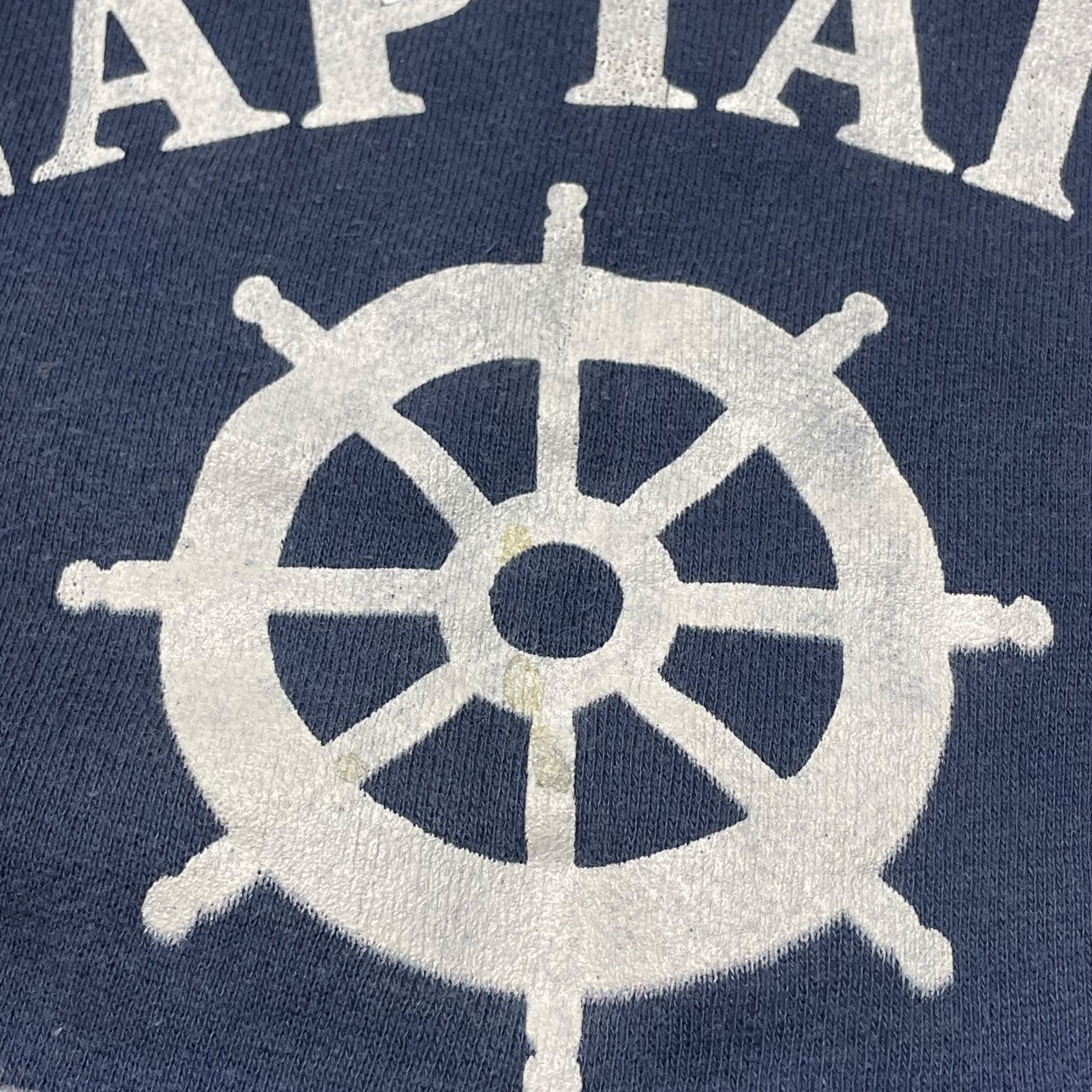 RUSSELL ATHLETIC(ラッセルアスレティック) 60's~70's "CAPTAIN" vintage sweatshirts 前V ヴィンテージ スウェット プリント 表記無し(M程度) ネイビー 稀少 サイズタグ後期 68年~71年 USA製 舵