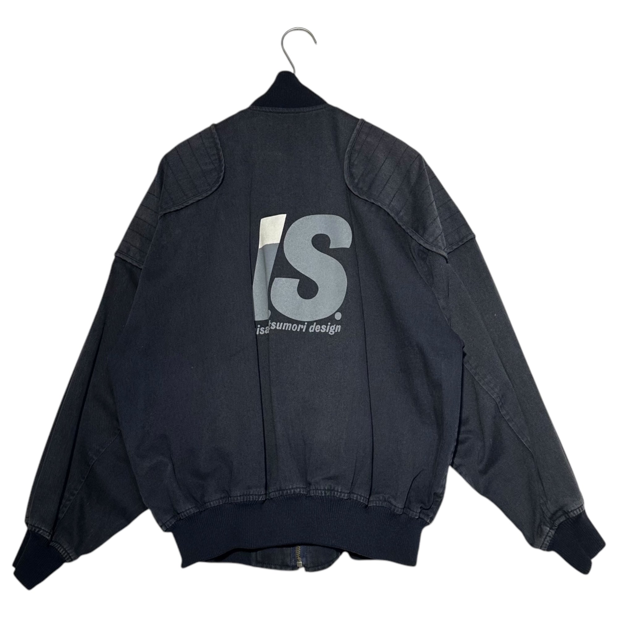 i.s. ISSEY MIYAKE(アイエス イッセイミヤケ) 80's Vintage bomber jacket designed by Tsumori Chisato 80年代 ツモリチサトデザイン ヴィンテージ ボンバー ジャケット RG33397 9(M程度) ネイビー モノクロロゴ 少数生産 稀少品 イッセイミヤケインターナショナル