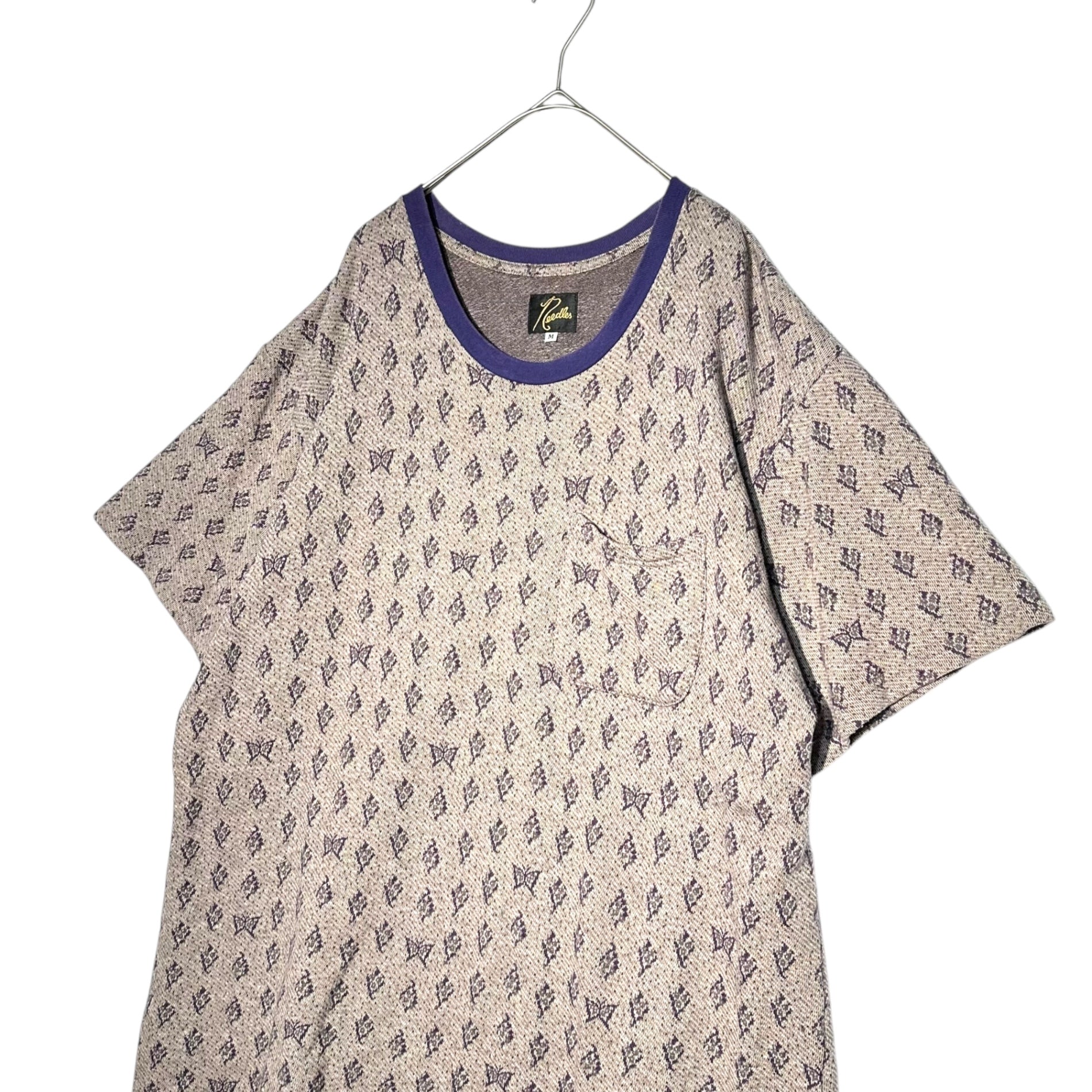 NEEDLES(ニードルズ) S/S Crew Neck Tee -C/AN Papillon&Floral Jq. 半袖 クルーネック Tシャツ OT243 M パープル パピオン フローラル
