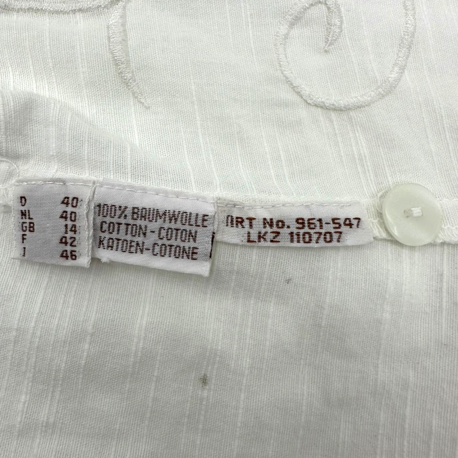 vintage(ヴィンテージ) leaf and flower stich vest blouse リーフと花刺繍のカットワークレース前開きベスト ブラウス 表記無し(Mサイズ程度) ホワイト