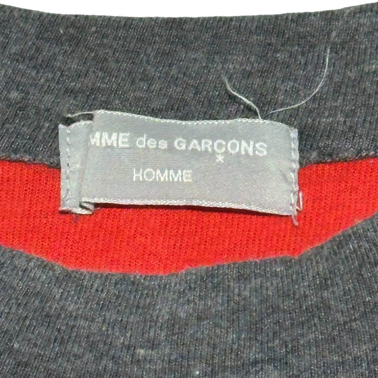 COMME des GARCONS HOMME(コムデギャルソンオム) 90's Ringer Neck Short Sleeve T-Shirt リンガーネック 半袖 Tシャツ FREE レッド×グレー 田中オム 田中啓一氏デザイン期