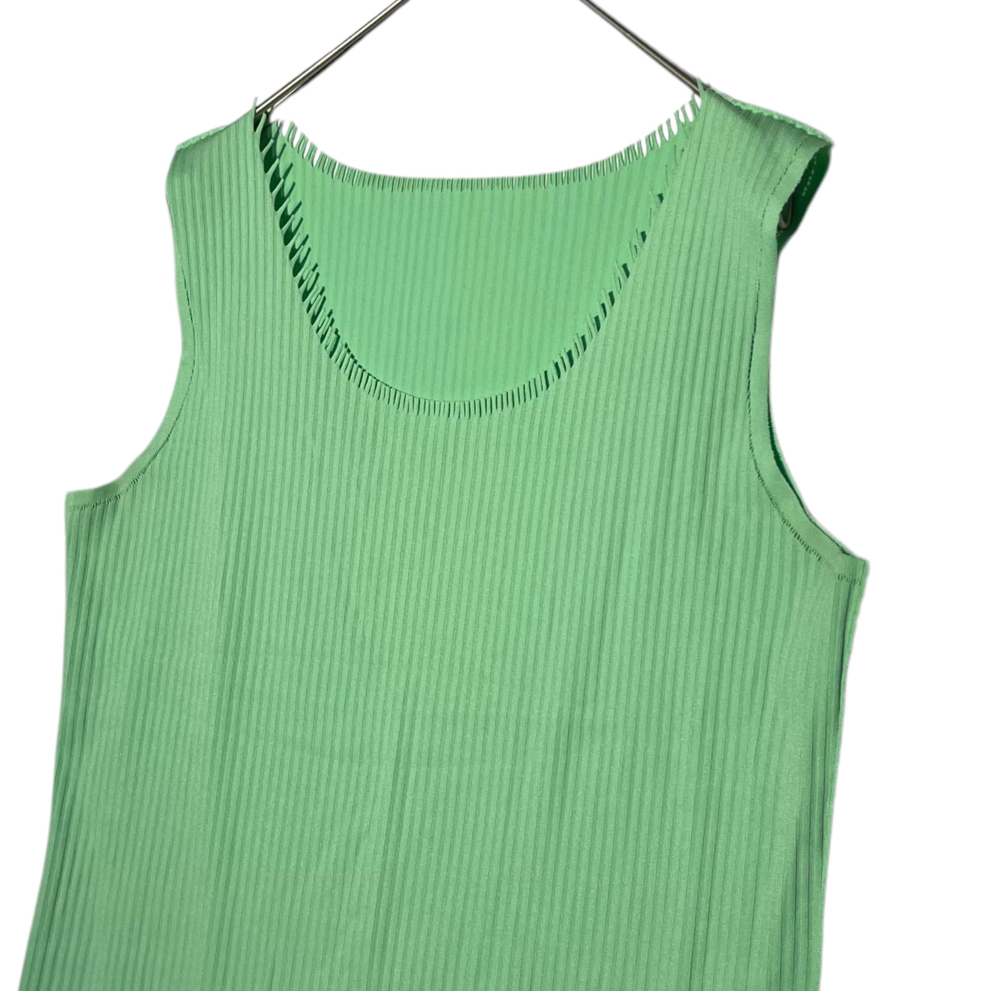 A-POC ABLE ISSEY MIYAKE(エイポック エイブル イッセイミヤケ) fringe pleats sleeveless cut and sew フリンジ プリーツ ノースリーブ カットソー PP82LK915 3(L程度) グリーン
