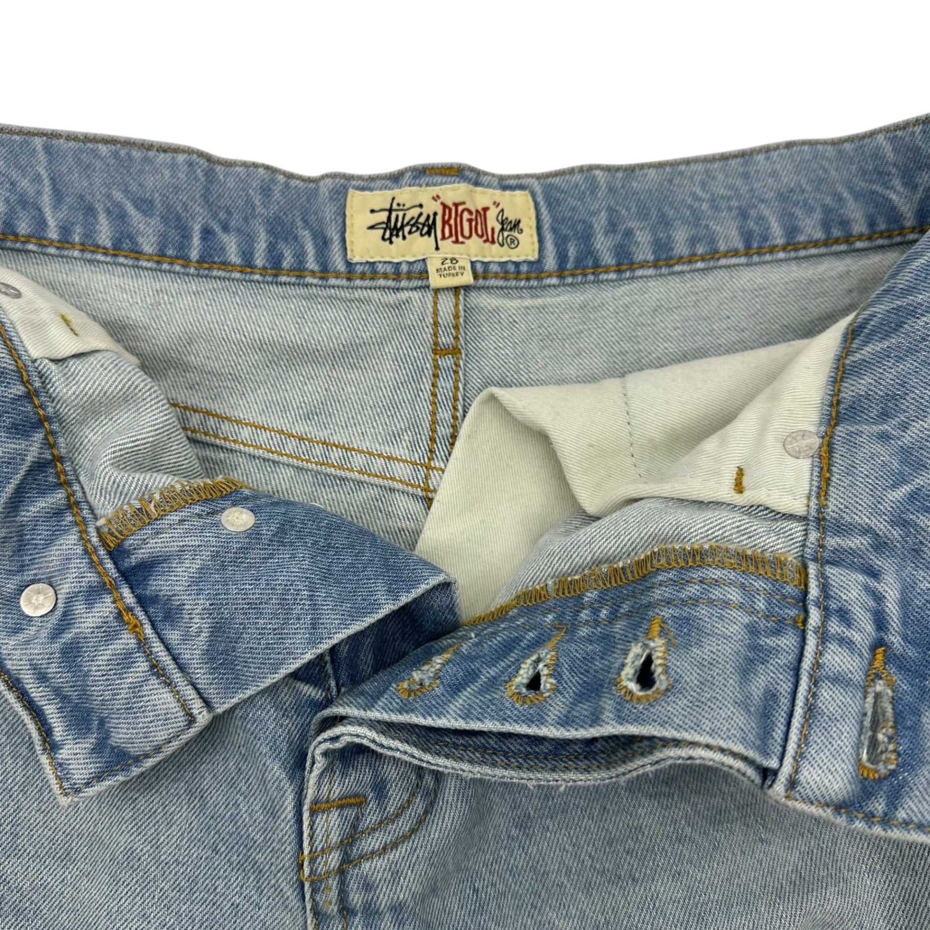 STUSSY(ステューシー) BIG OL' SHORT DENIM ビッグ ショート デニム パンツ W28 ライトインディゴ ショーツ ハーフ