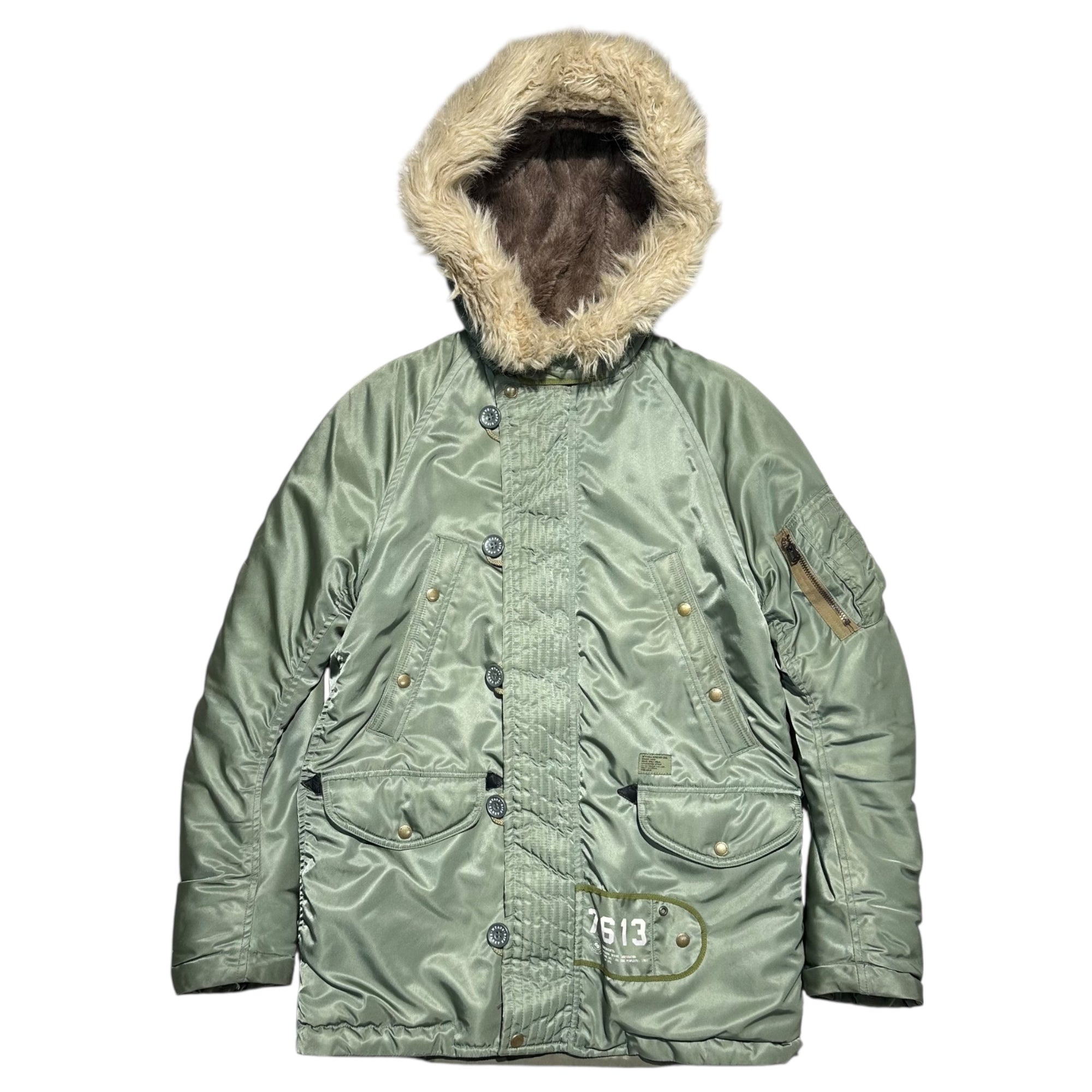 WTAPS(ダブルタップス) 09AW N-3B JACKET.FIELD.NYLON.TWILL ミリタリー ファー フライト ジャケット 092GWDT-JKM03 M オリーブ 00's アーカイブ
