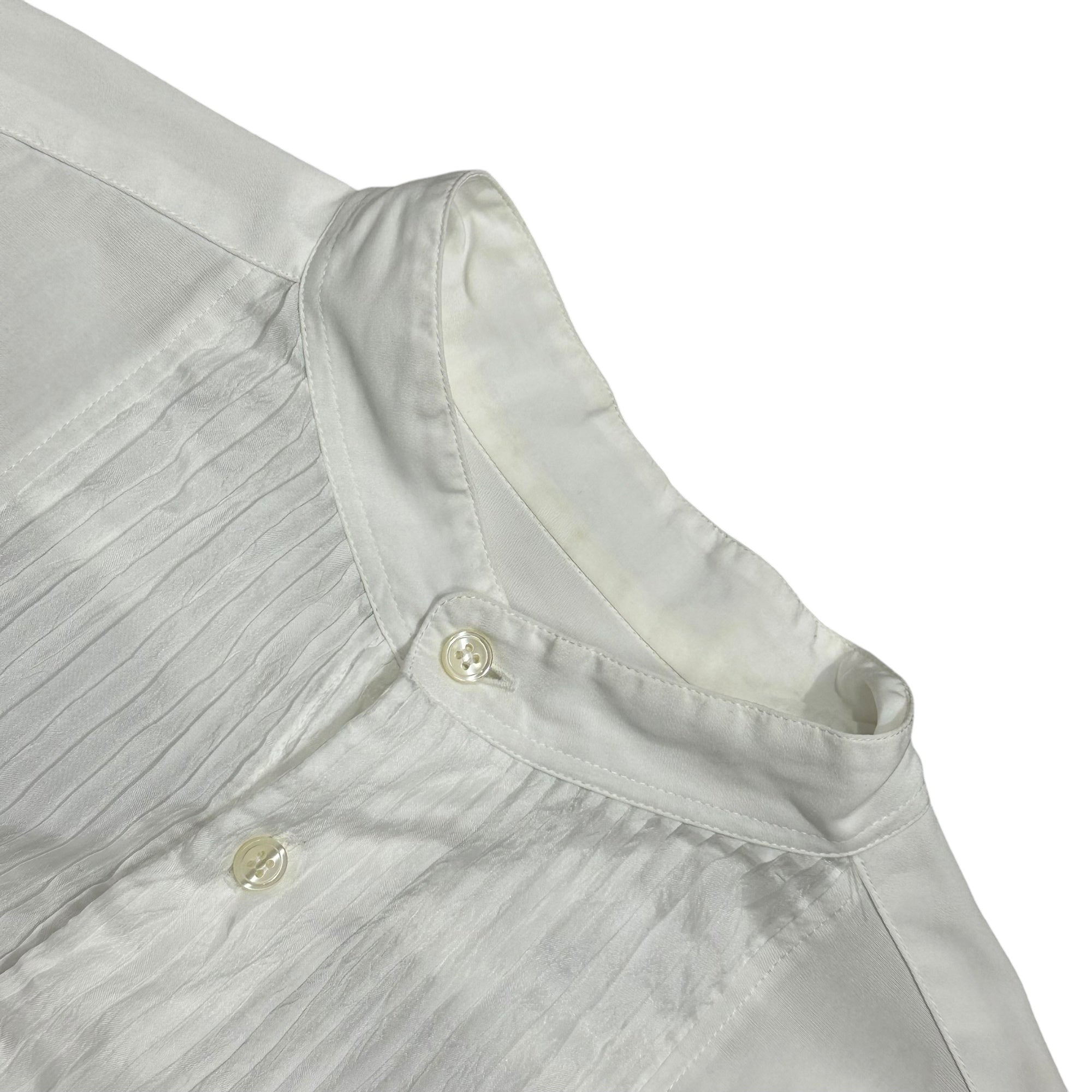 issey miyake im product(イッセイミヤケ アイムプロダクト) 1990's Band Collar Pinstripe Shirt バンドカラー ピンタック シャツ L ホワイト 90年代~ 長袖
