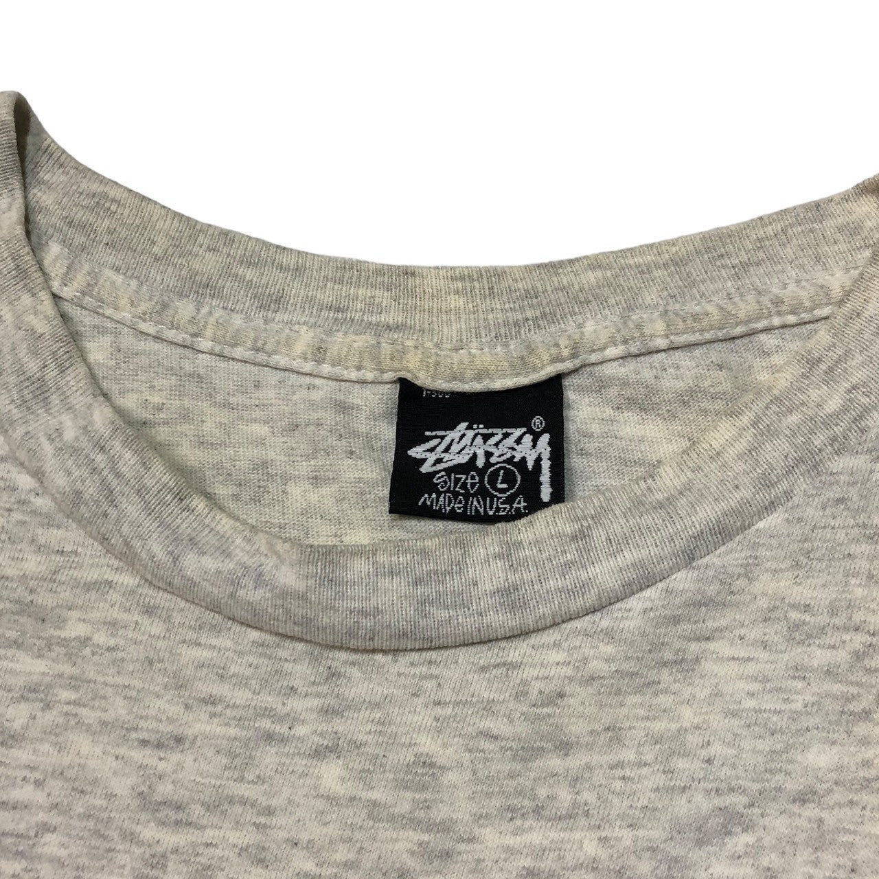 STUSSY(ステューシー) 80’s VINTAGE big S logo ビッグエス ロゴ Tシャツ 黒タグ SIZE L ライトグレー×グレー 80年代 OLD STUSSY ショーンフォント