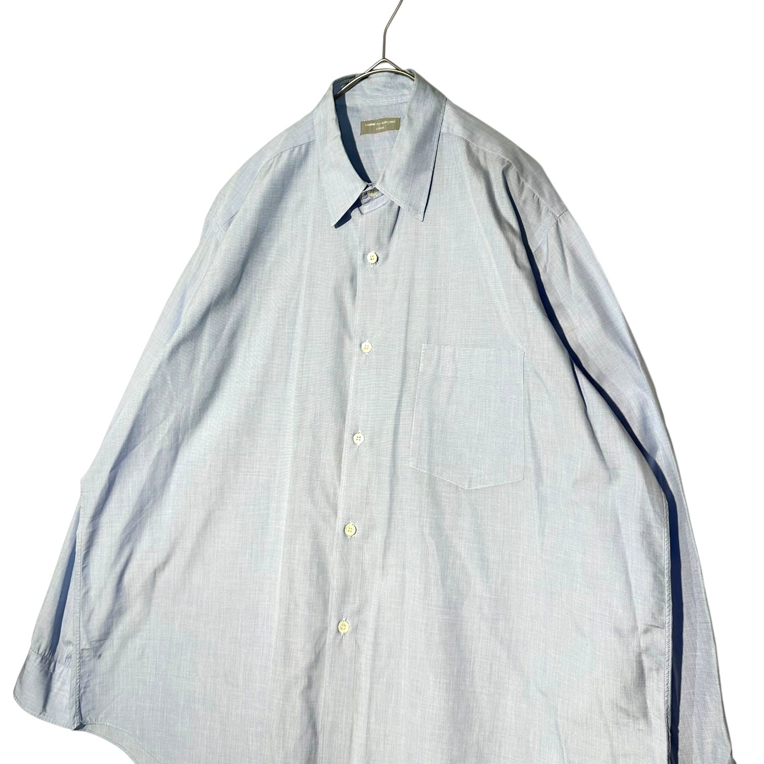 COMME des GARCONS HOMME(コムデギャルソンオム) 80's Regular Collar L/S Shirt 本人期 レギュラー カラー 長袖 シャツ HB-050570 表記無(ML程度) サックスブルー 80年代 川久保玲 アーカイブ