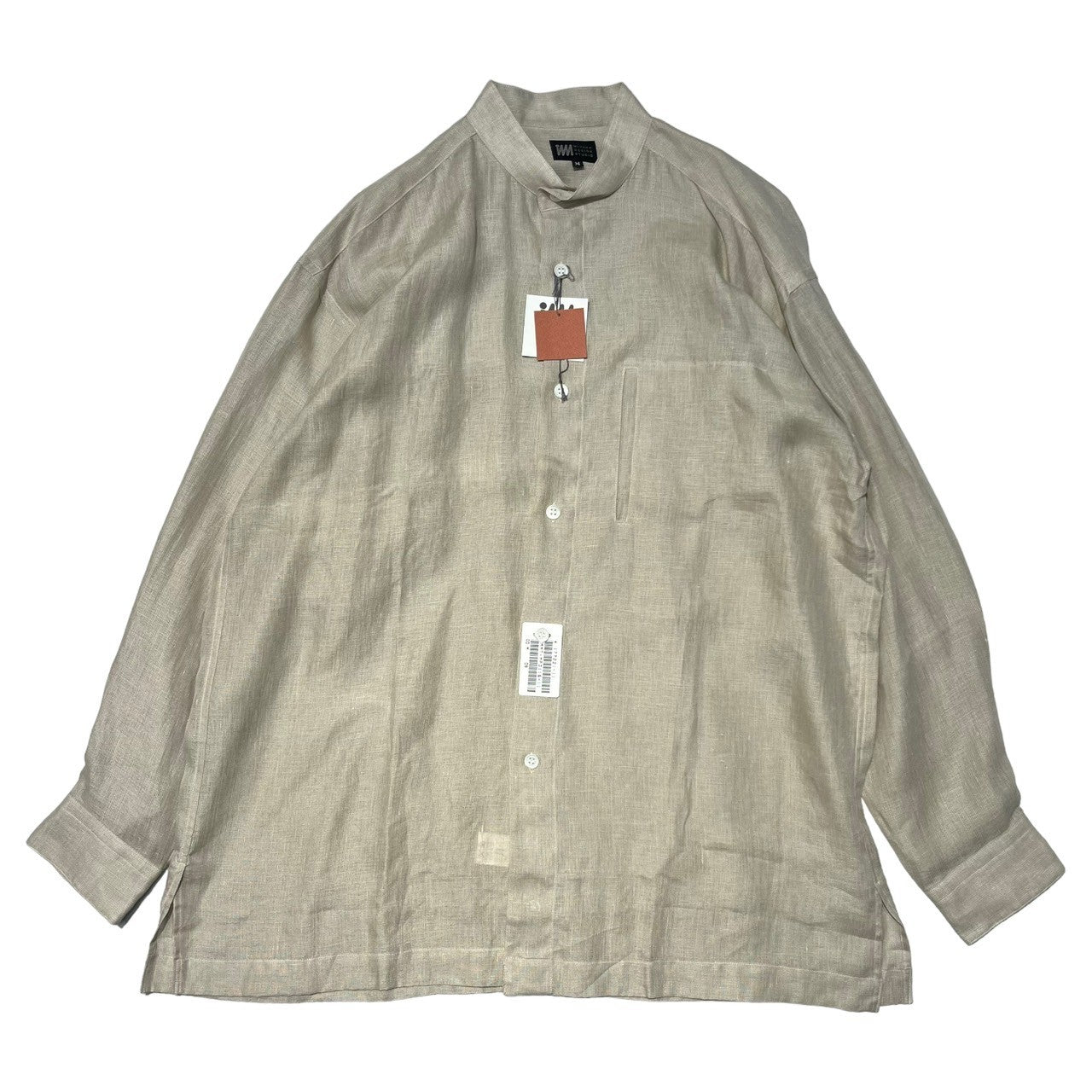 MIYAKE DESIGN STUDIO(ミヤケデザインスタジオ) 80’s ~ 90’s band collar rayon shirt バンドカラー レーヨン シャツ ハミルトン社製 IMMT MP3116-11 M ベージュ デッドストック イッセイミヤケ