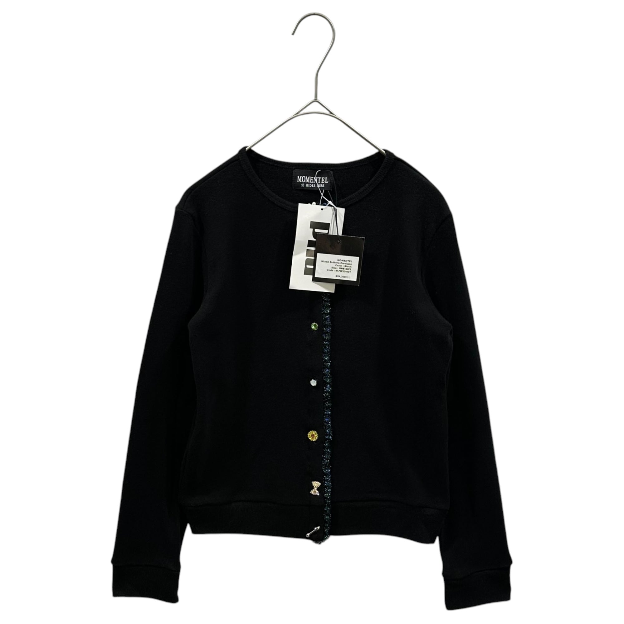 MOMENTEL(モーメンテル) 2025AW MIXED BUTTONS CARDIGAN ミックス ボタン カーディガン OS ブラック PNG STORE 取扱