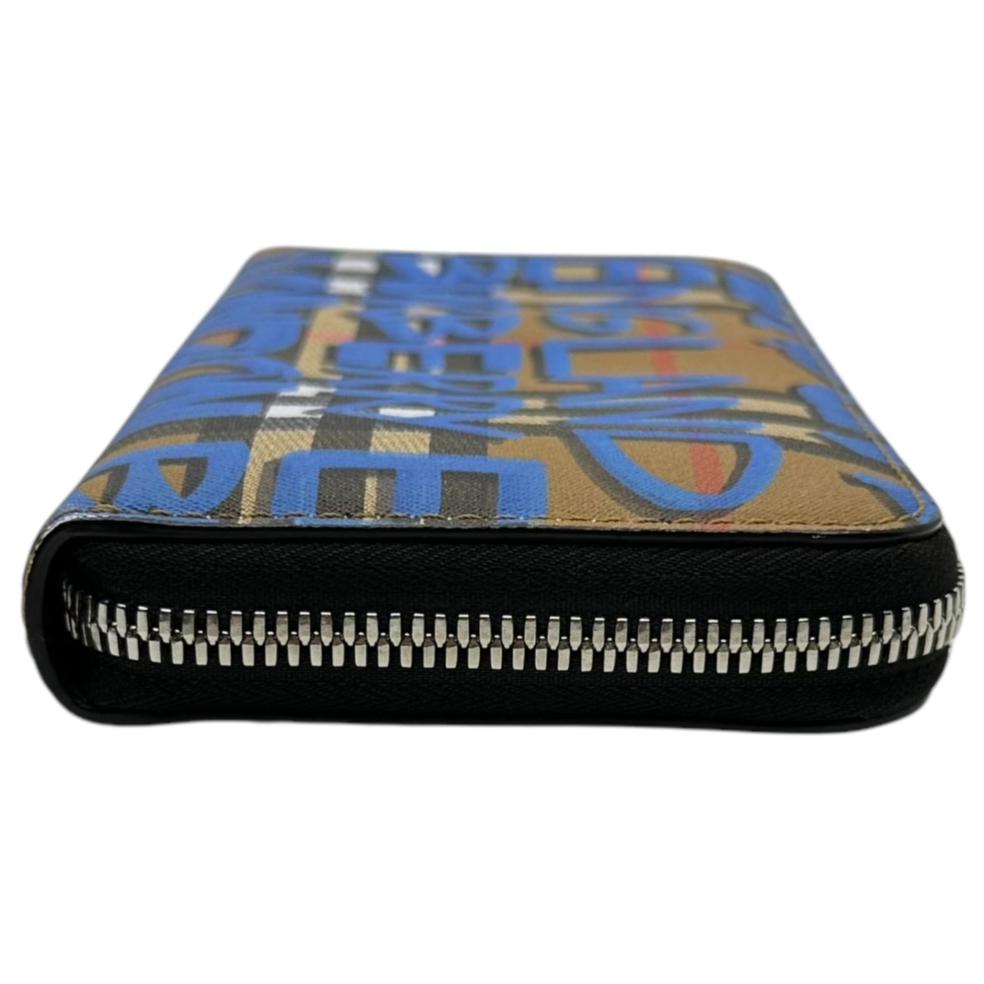 BURBERRY(バーバリー) 18AW Graffiti Nova Check Round Zip Wallet グラフィティ ノヴァ チェック ラウンド ジップ ウォレット TIVTIT1265 ブラウン×ブルー 長財布