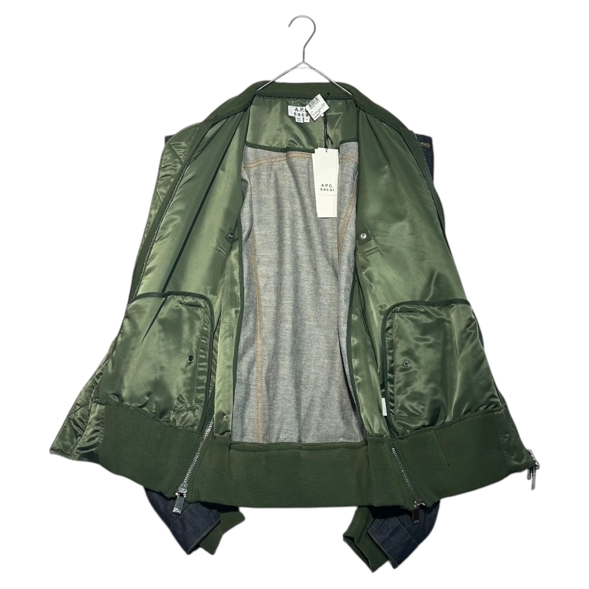 A.P.C.×sacai(アーペーセー×サカイ) BLOUSON EIMI denim jaket 切替 デニム ブルゾン ジャケット 21-0293S M インディゴ×カーキ