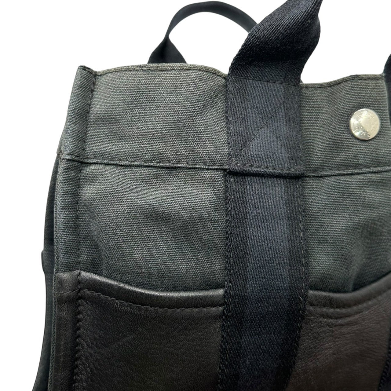HERMES(エルメス) Furtu PM - Canvas leather フールトゥ PM - キャンバス レザー ブラック×ネイビー ミニ トート バッグ