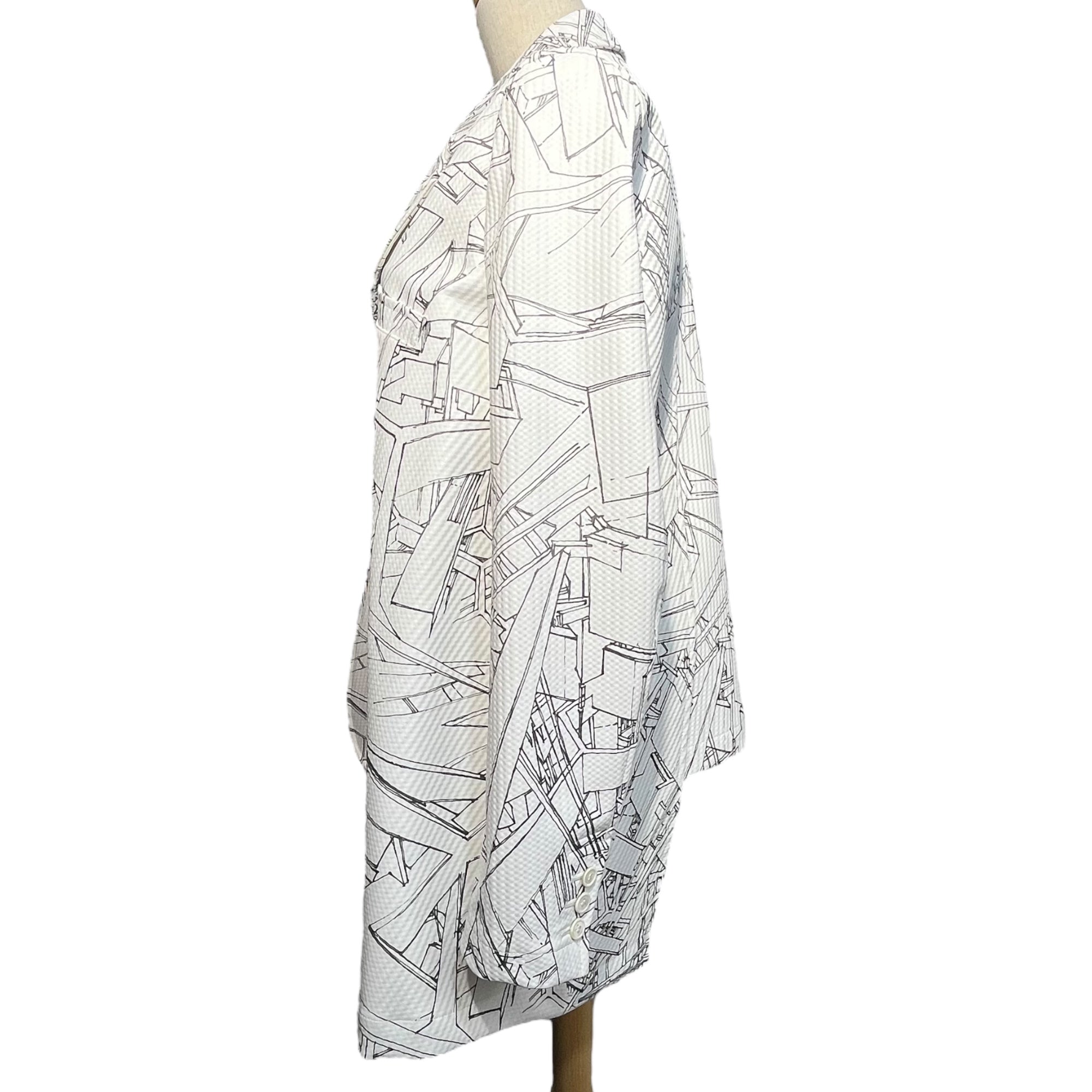 COMME des GARCONS HOMME PLUS(コムデギャルソンオムプリュス) 18AW Asymmetric graphic tailored jacket アシンメトリー グラフィック テーラード ジャケット PB-J053 S ホワイト×ブラック AD2018 White shock期