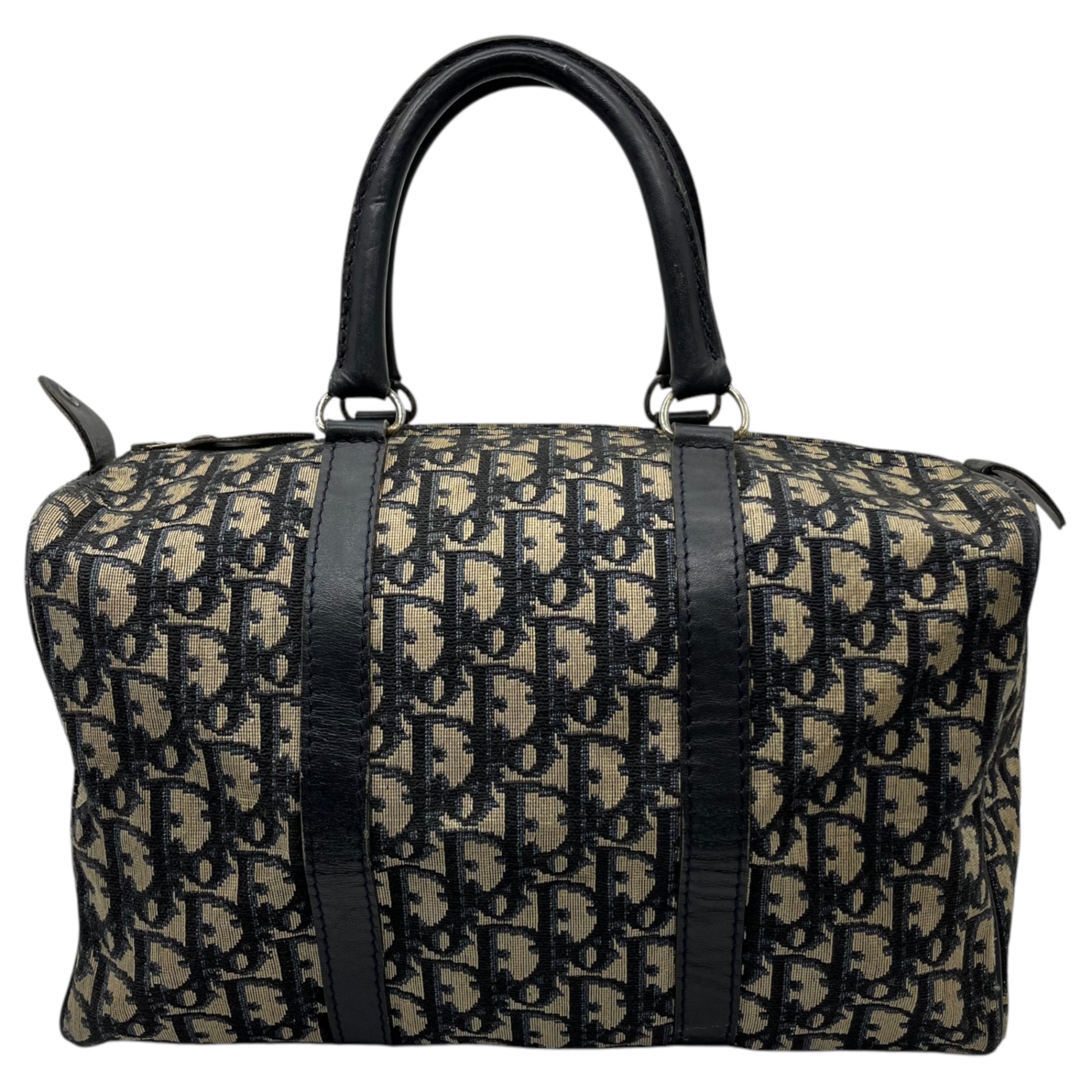 Christian Dior(クリスチャンディオール) Vintage trotter print mini Boston bag ヴィンテージ トロッター柄 ミニ ボストンバッグ アイボリー×ネイビー OLD ハンド