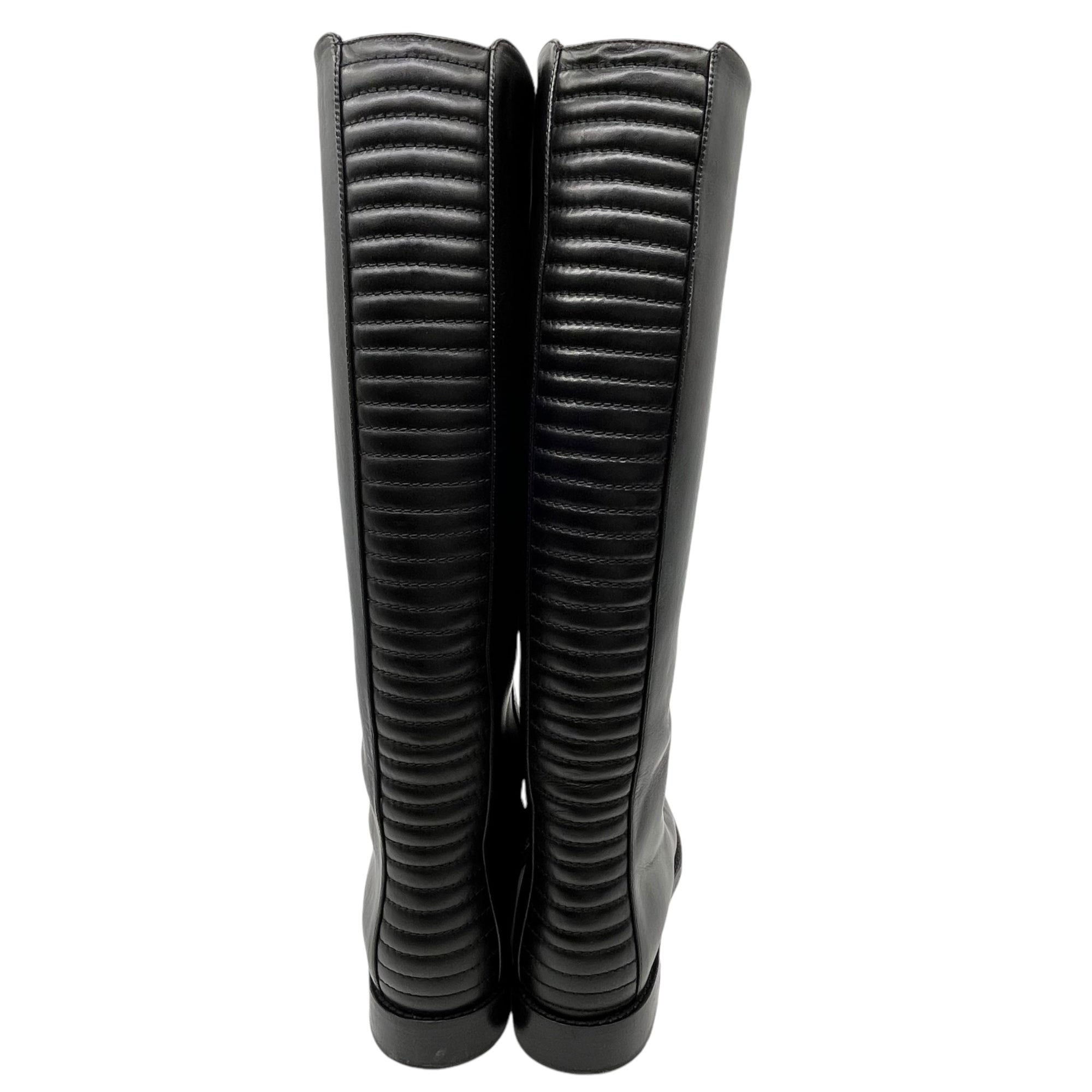 SANTE BORELLA(サンテボレラ) リアル レザー バック ステッチ ジョッキー ブーツ 37(23.5~24cm程度) ブラック ロング 本革