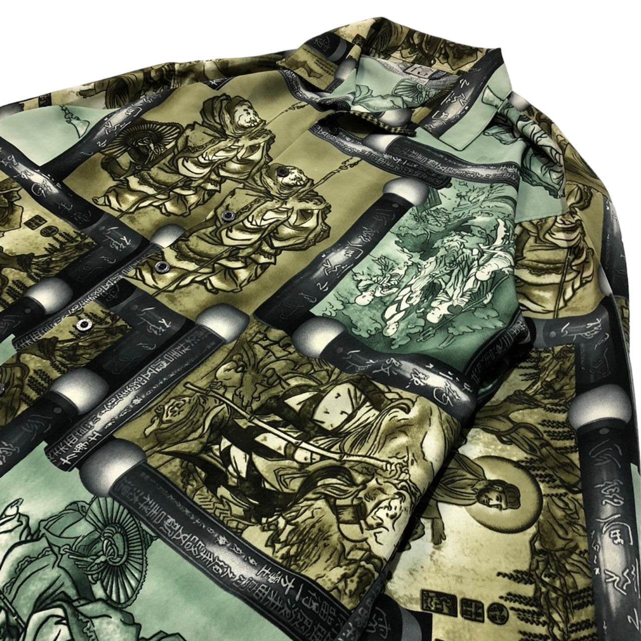 信 TRUST(トラスト) 90~00's中国絵巻柄L/Sシャツ XL グリーン