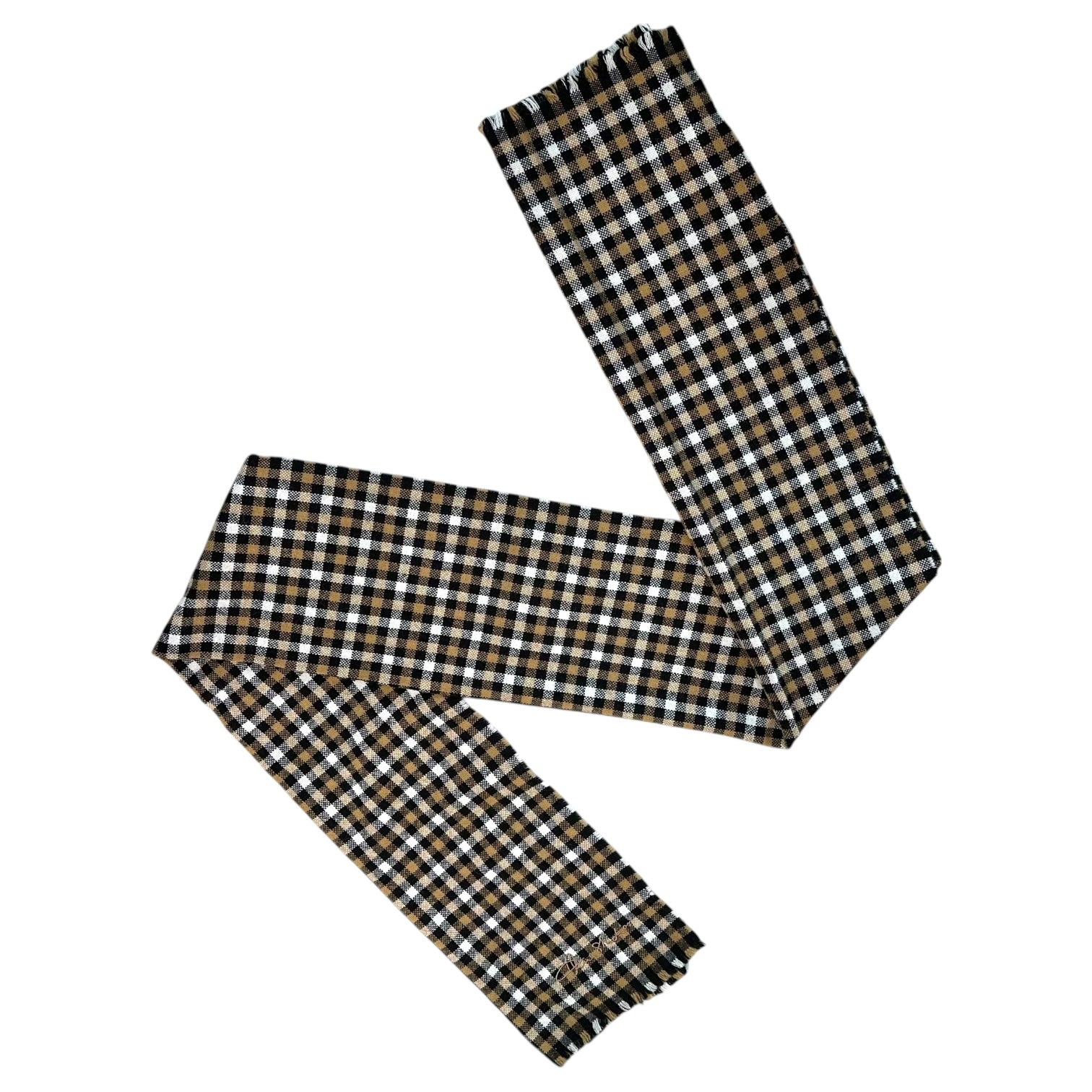 Acne Studios(アクネストゥディオズ) Embroidered Logo Wool Tartan Check Scarf 刺繍 ロゴ ウール タータン チェック マフラー ブラック×ブラウン
