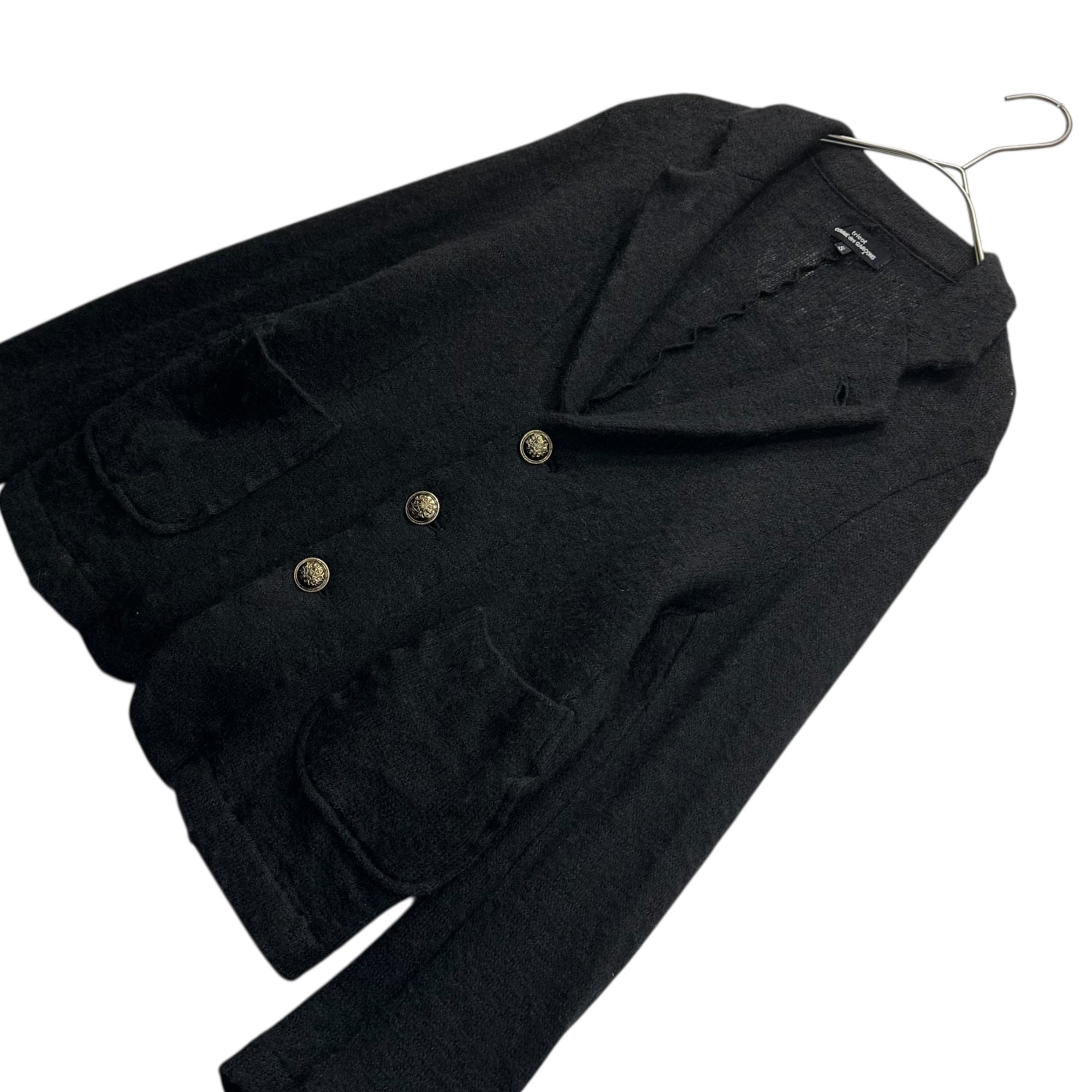 tricot COMME des GARCONS(トリココムデギャルソン) 11AW Mohair Blend Gold Button Wool Knit Jacket モヘア混 金ボタン ウール ニット ジャケット TH-T035 S ブラック×ゴールド AD2011