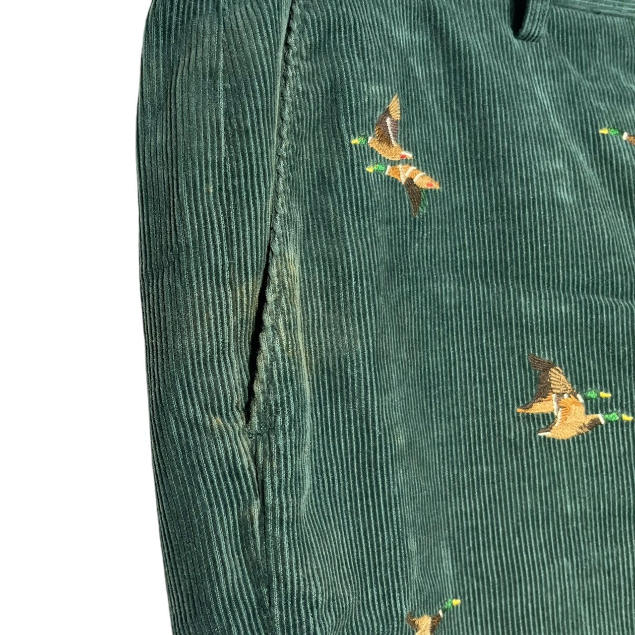 POLO RALPH LAUREN(ポロラルフローレン) Duck embroidery corduroy pants カモ 刺繍 コーデュロイ パンツ 32/30 グリーン ストレート