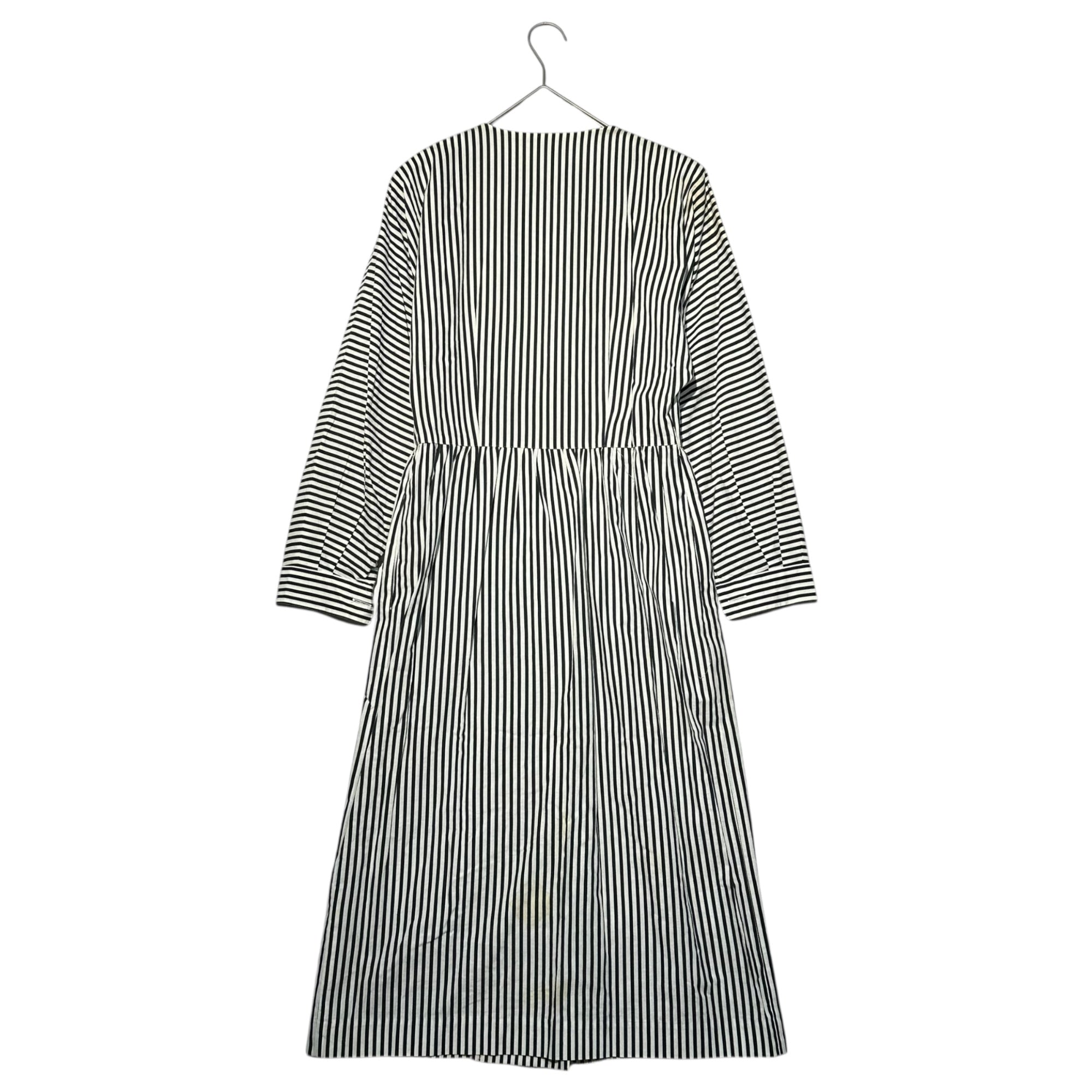 COMME des GARCONS(コムデギャルソン) 70~80's Cotton Collarless Striped Dress 70~80年代 コットン ノーカラー ストライプ ワンピース FREE ホワイト×ネイビー 川久保玲 本人期 アーカイブ