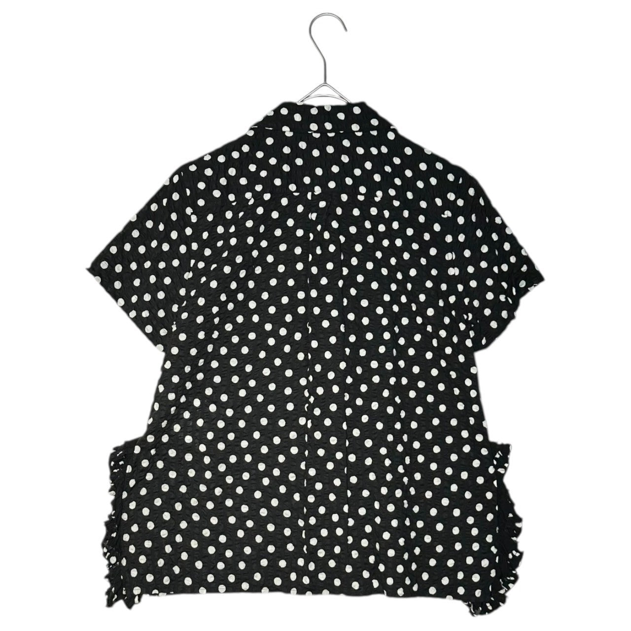 tricot COMME des GARCONS(トリココムデギャルソン) 21SS Popcorn Cotton Round Collar Dot China Button Blouse ポップコーン コットン 丸襟 ドット チャイナボタン ブラウス TG-B017 M ブラック×ホワイト AD2020