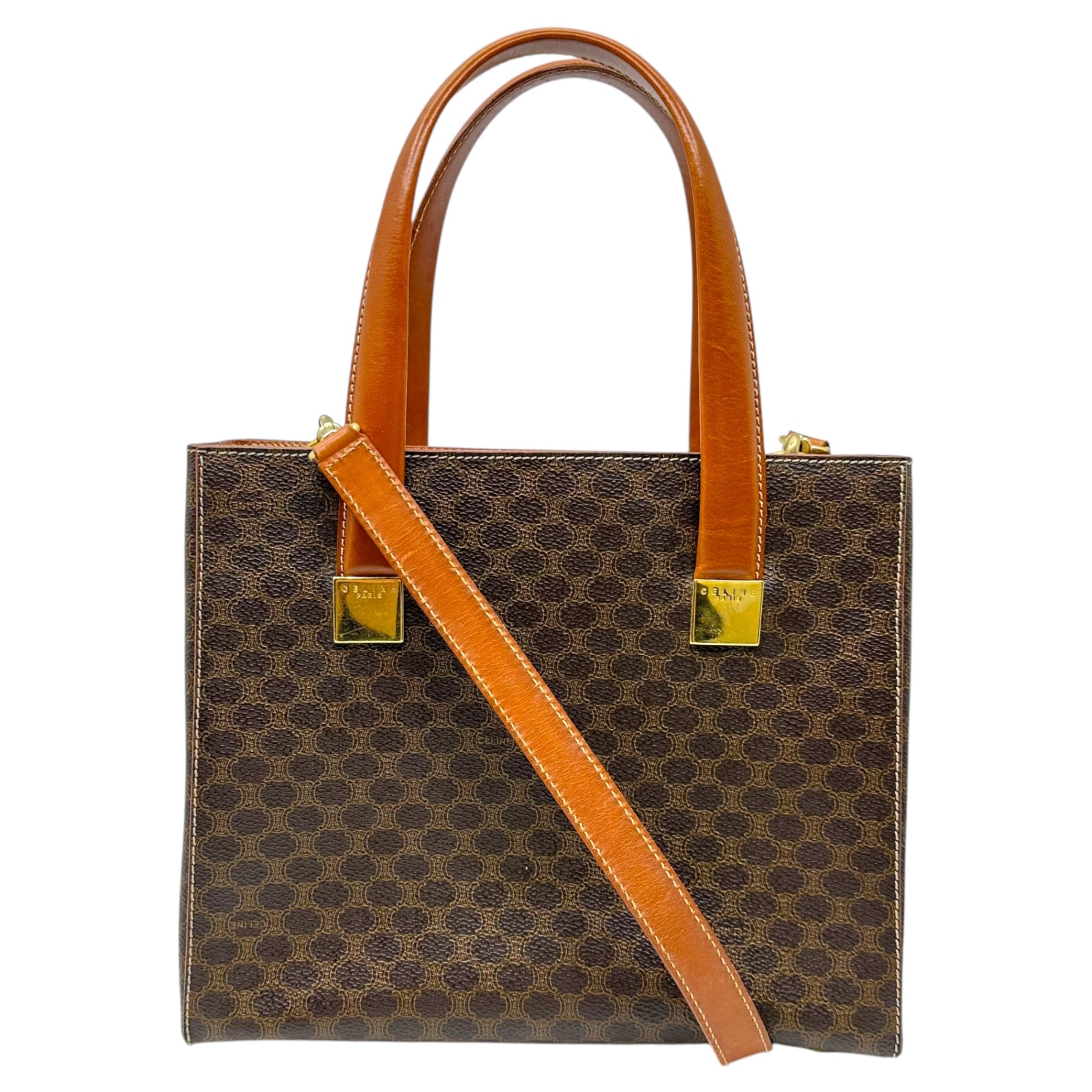 CELINE(セリーヌ) 2WAY macadam pattern shoulder bag マカダム柄 ショルダー バッグ MC98/2 ブラウン ヴィンテージ OLD オールド