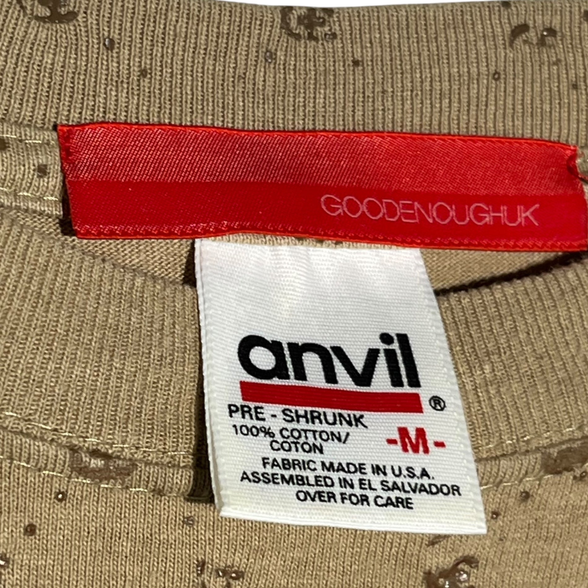 GOODENOUGH(グッドイナフ) 00's anvil GE LOGO TEE アンヴィル GE モノグラム ロゴ Tシャツ M ベージュ