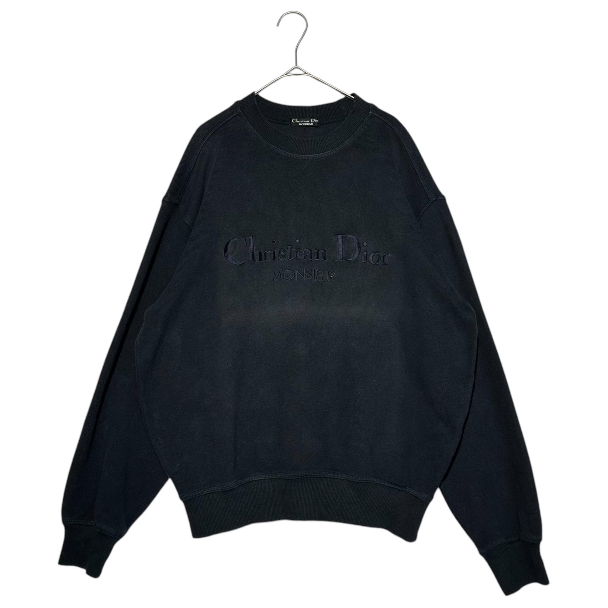 Christian Dior MONSIEUR(クリスチャンディオールムッシュ) 90's Logo Embroidery Crewneck Elbow Patch Sweatshirt ロゴ 刺繍 クルーネック エルボーパッチ スウェット BSS-8401 M ネイビー