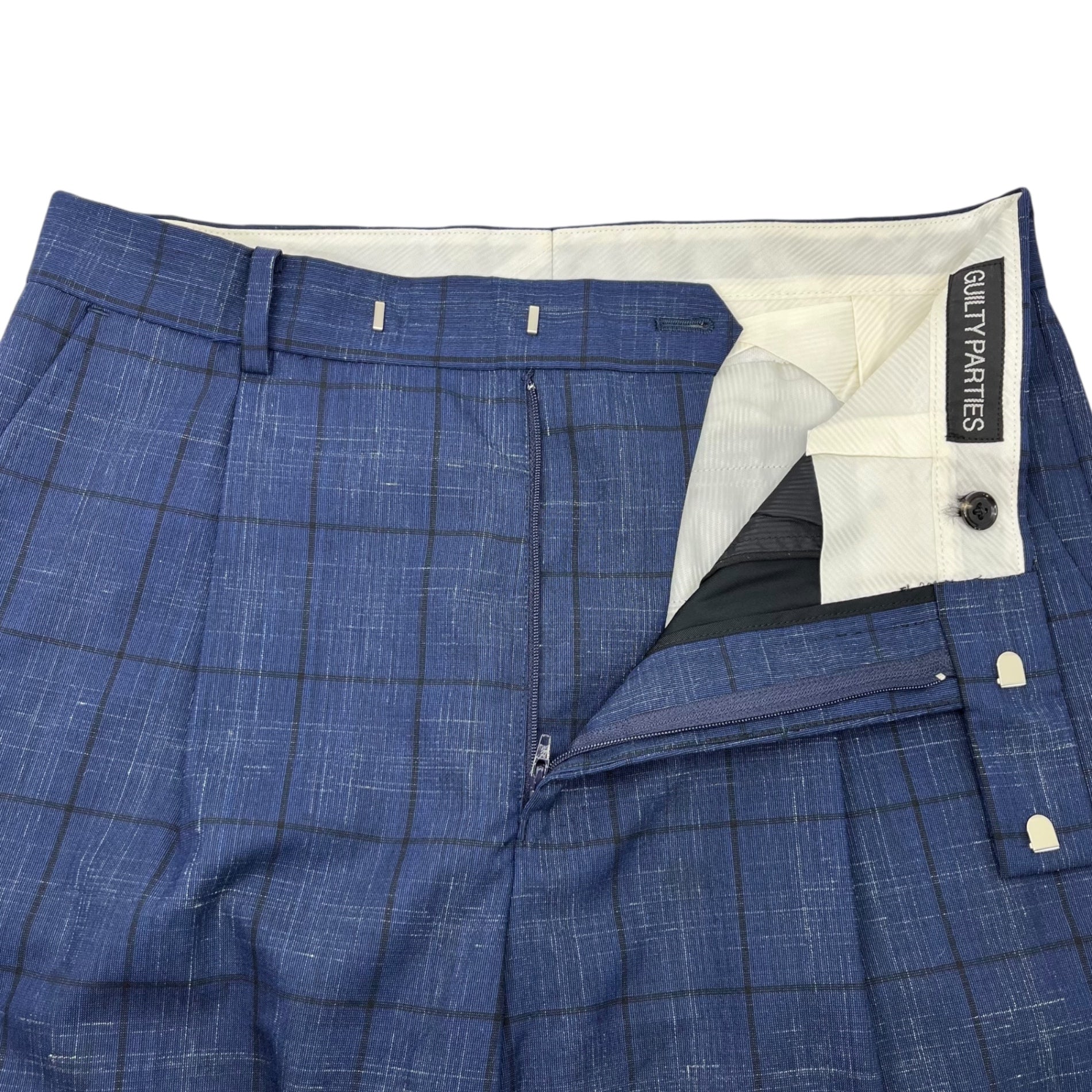 WACKO MARIA(ワコマリア) DORMEUIL CHECK PLEATED TROUSERS チェック テーパード トラウザー パンツ M ネイビー スラックス DORMEUIL生地 タック GUILTY PARTIES