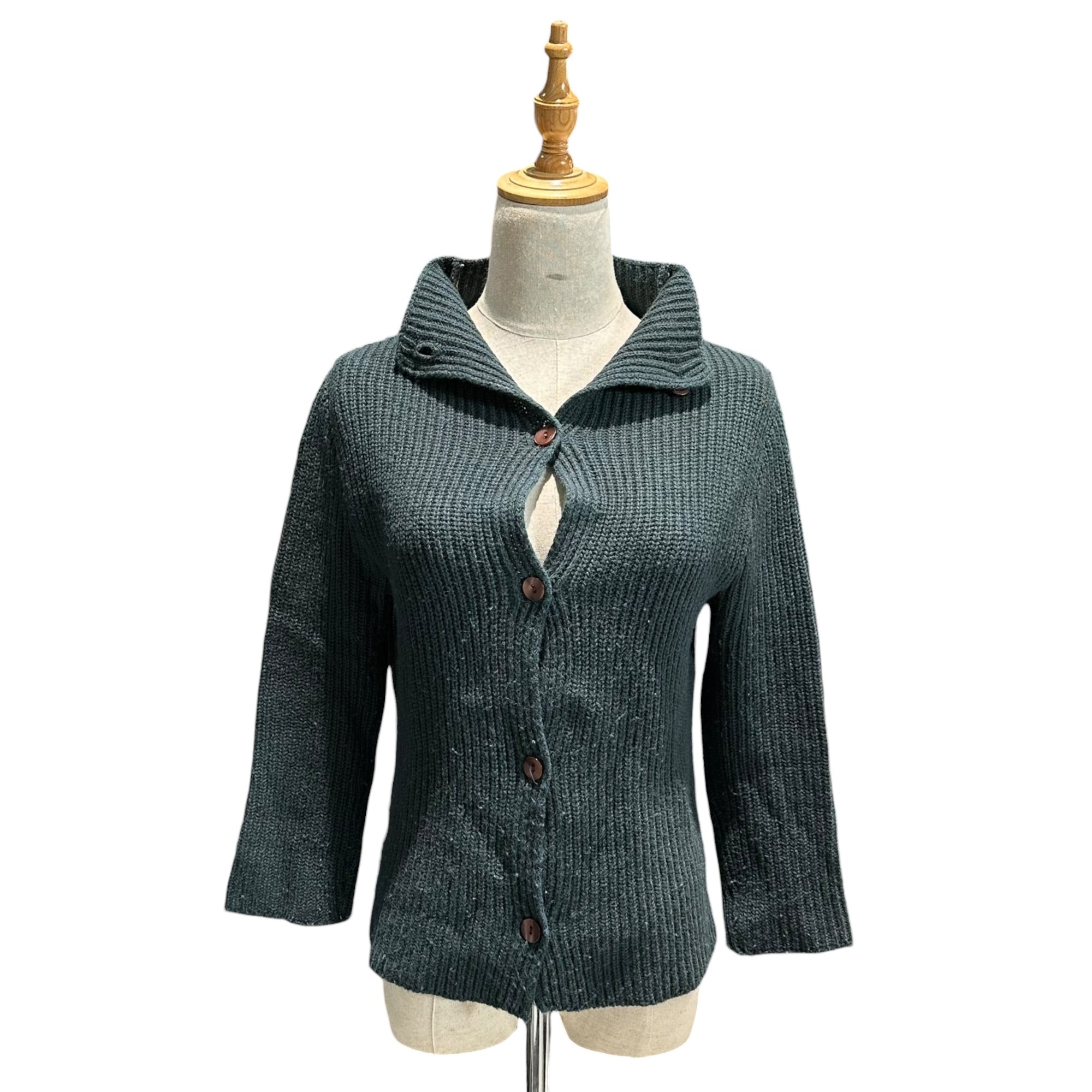 Maison Martin Margiela(メゾン マルタンマルジェラ) 2001AW ⑥ By Miss Deanna High-neck ribbed knit cardigan ハイネック リブ ニット カーディガン 3761500 表記無(S程度) モスグリーン 00's アーカイブ 本人期